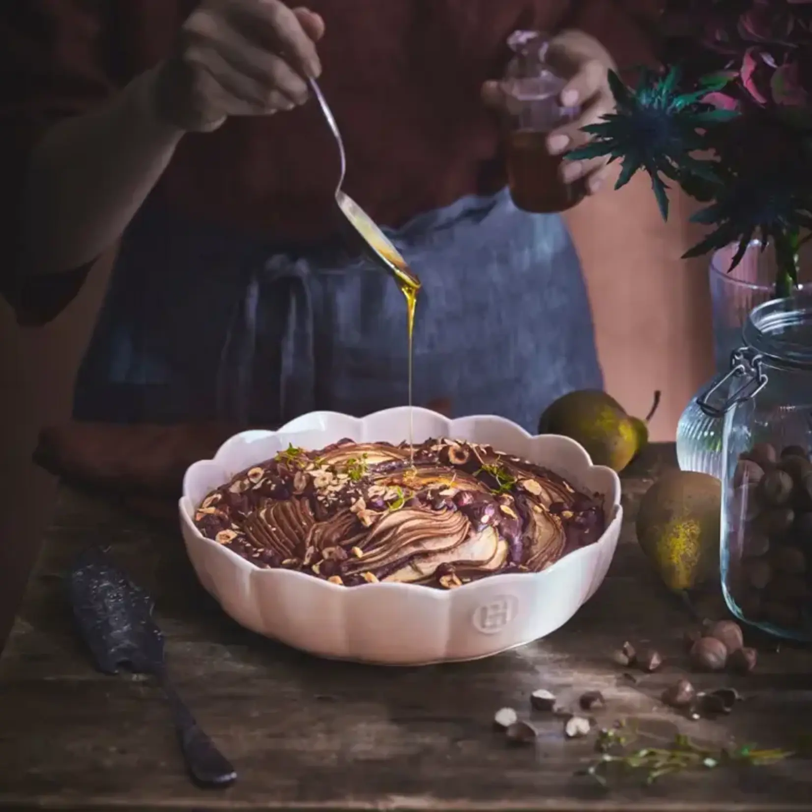 Emile Henry Ø 270 x 65 mm oven schaal rond gegold Emile Henry schaal Madeleine Argile Emile Henry 026253