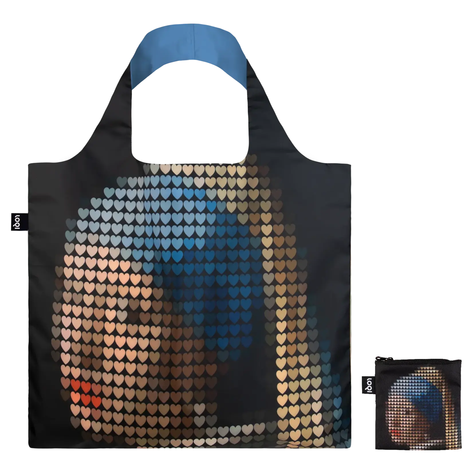 Loqi opvouwbaar tasje Loqi Bag Large Pix + Love meisje met de parel gerecycled Loqi artist Collection LQpxl.gi