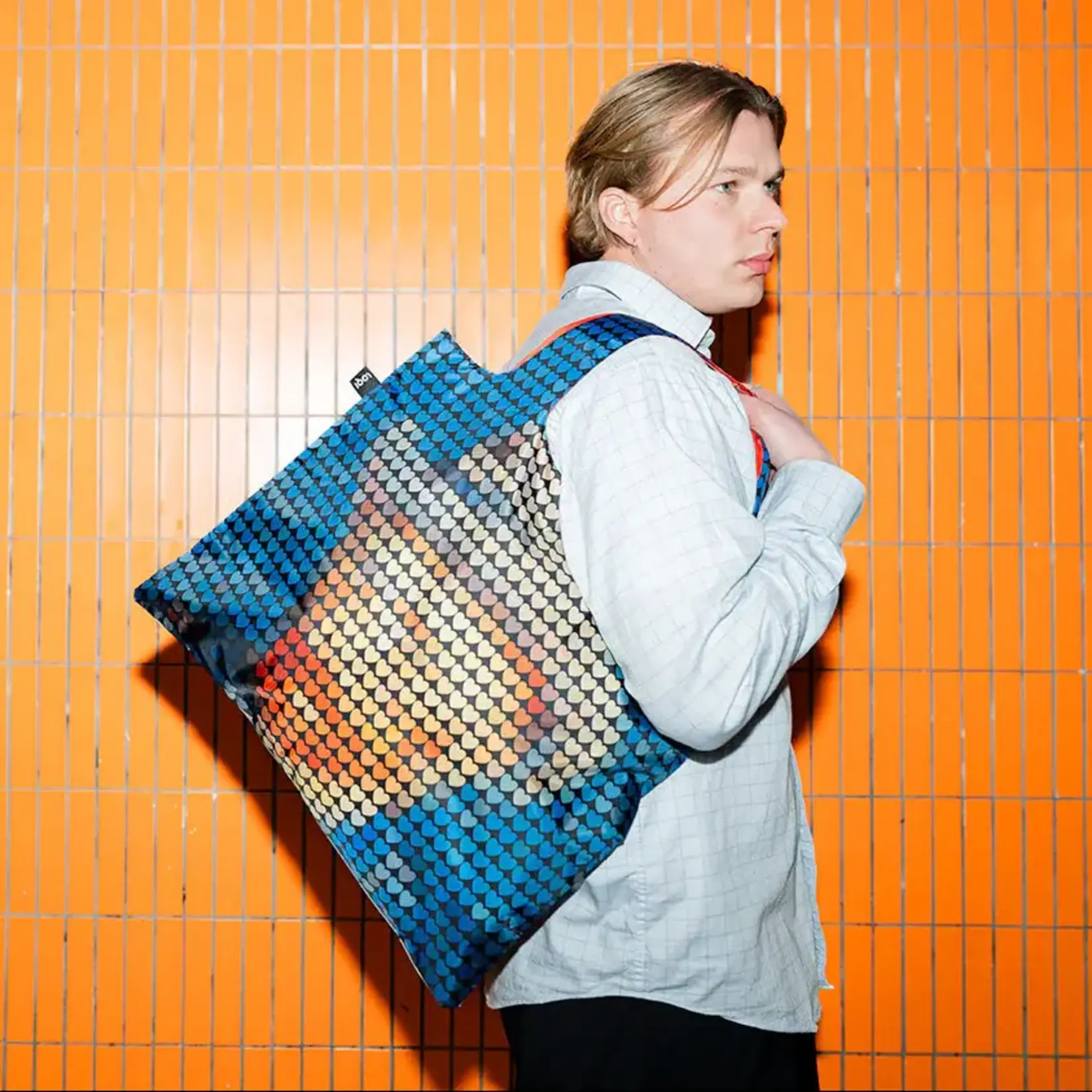 Loqi opvouwbaar tasje Loqi Bag Large Pix + Love Van Gogh gerecycled Loqi artist Collection LQpxl.VG