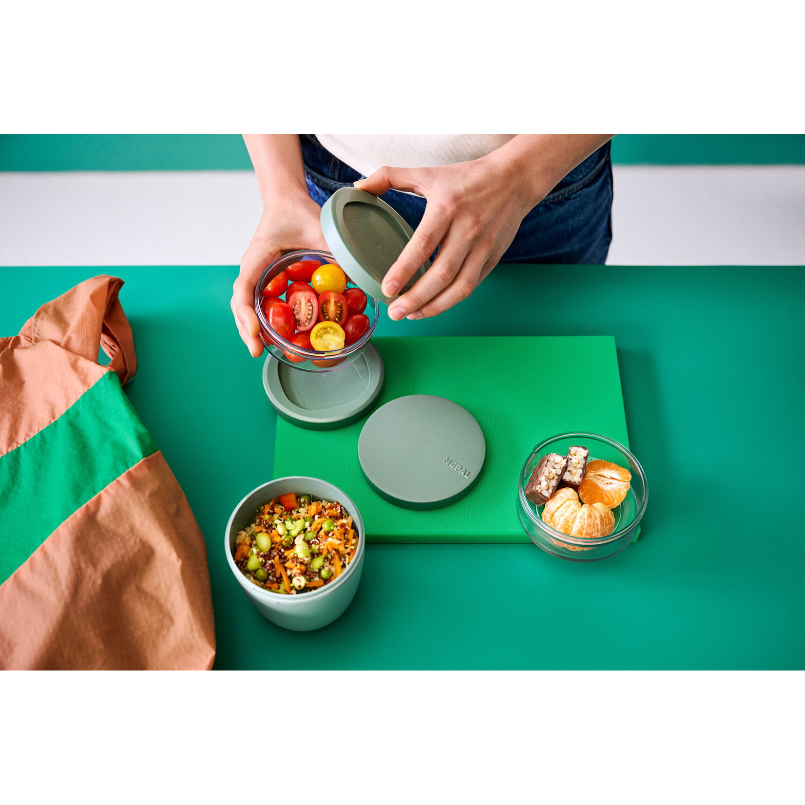 Mepal Mepal Ellipse lunchpot 3D 500 ml + 2x 200 ml Nordic sage Mepal 107658094700