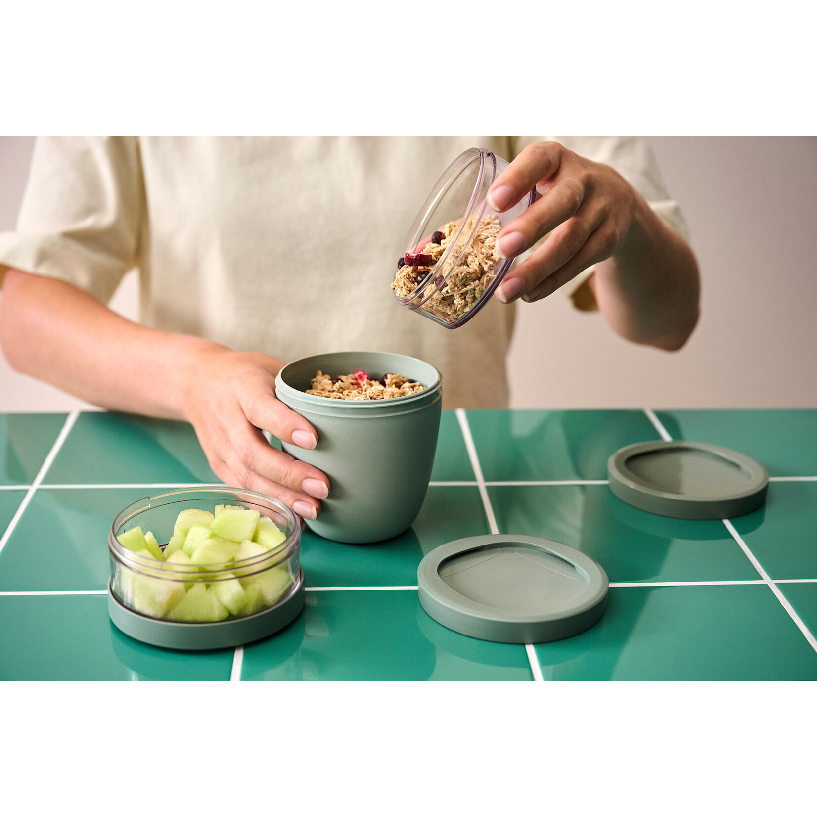 Mepal Mepal Ellipse lunchpot 3D 500 ml + 2x 200 ml Nordic sage Mepal 107658094700