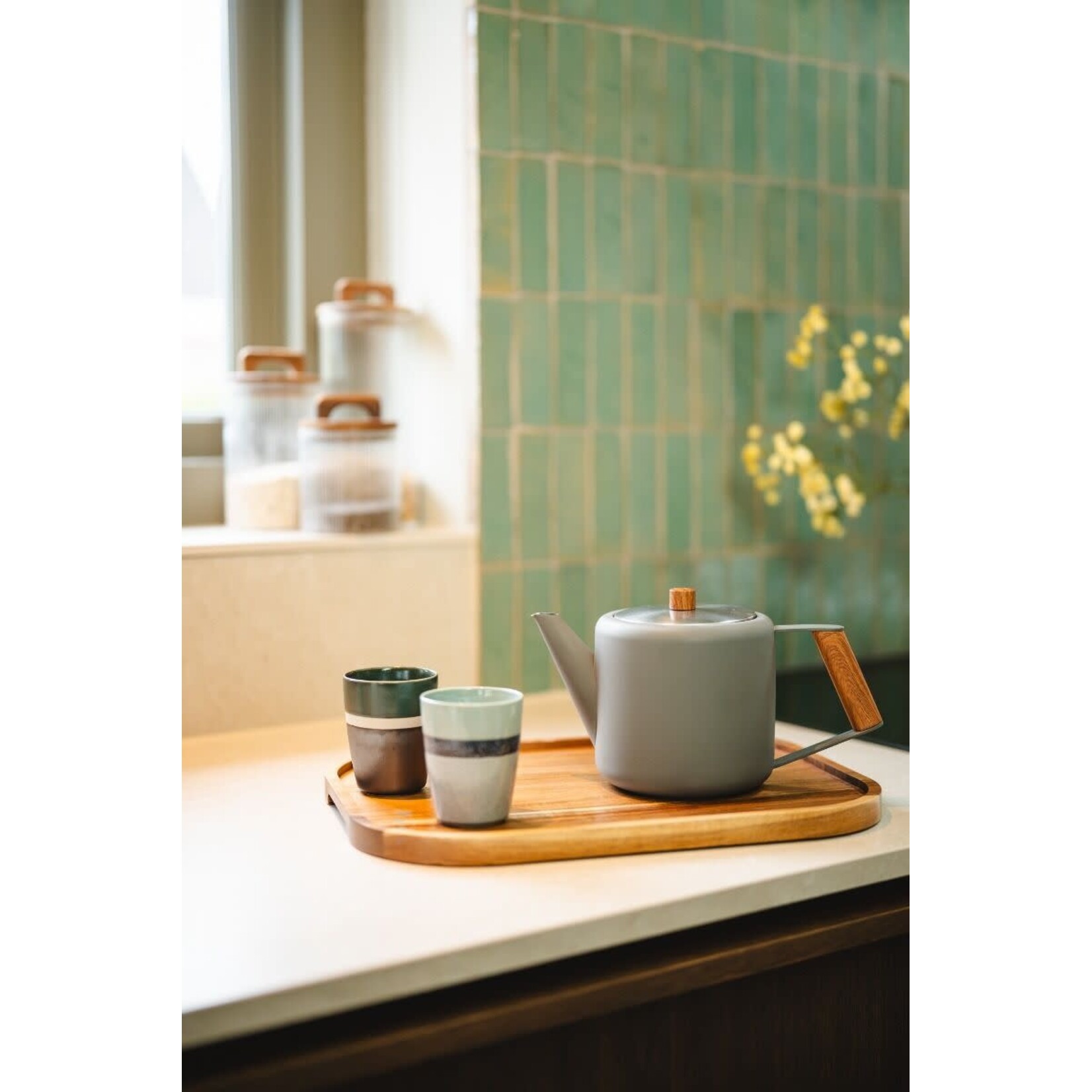 Bredemeijer Bredemeijer dubbelwandige Theepot Boston 1.1 liter Lei Grijs Duet Design  Bredemeijer 111032