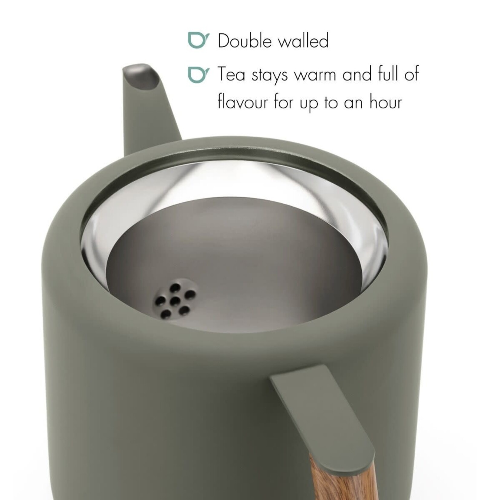 Bredemeijer Bredemeijer dubbelwandige Theepot Boston 1.1 liter Lei Grijs Duet Design  Bredemeijer 111032