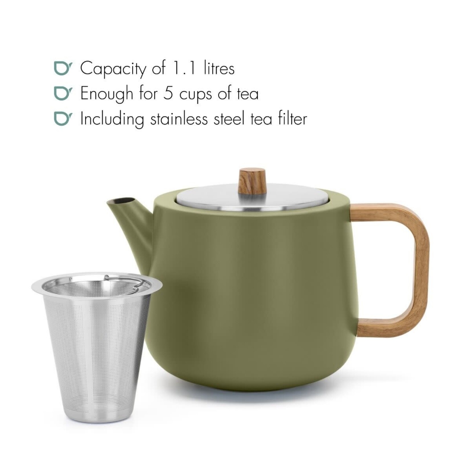 Bredemeijer Bredemeijer dubbelwandige Theepot Facet 1.1 liter Khaki Groen Duet Design  Bredemeijer 111080