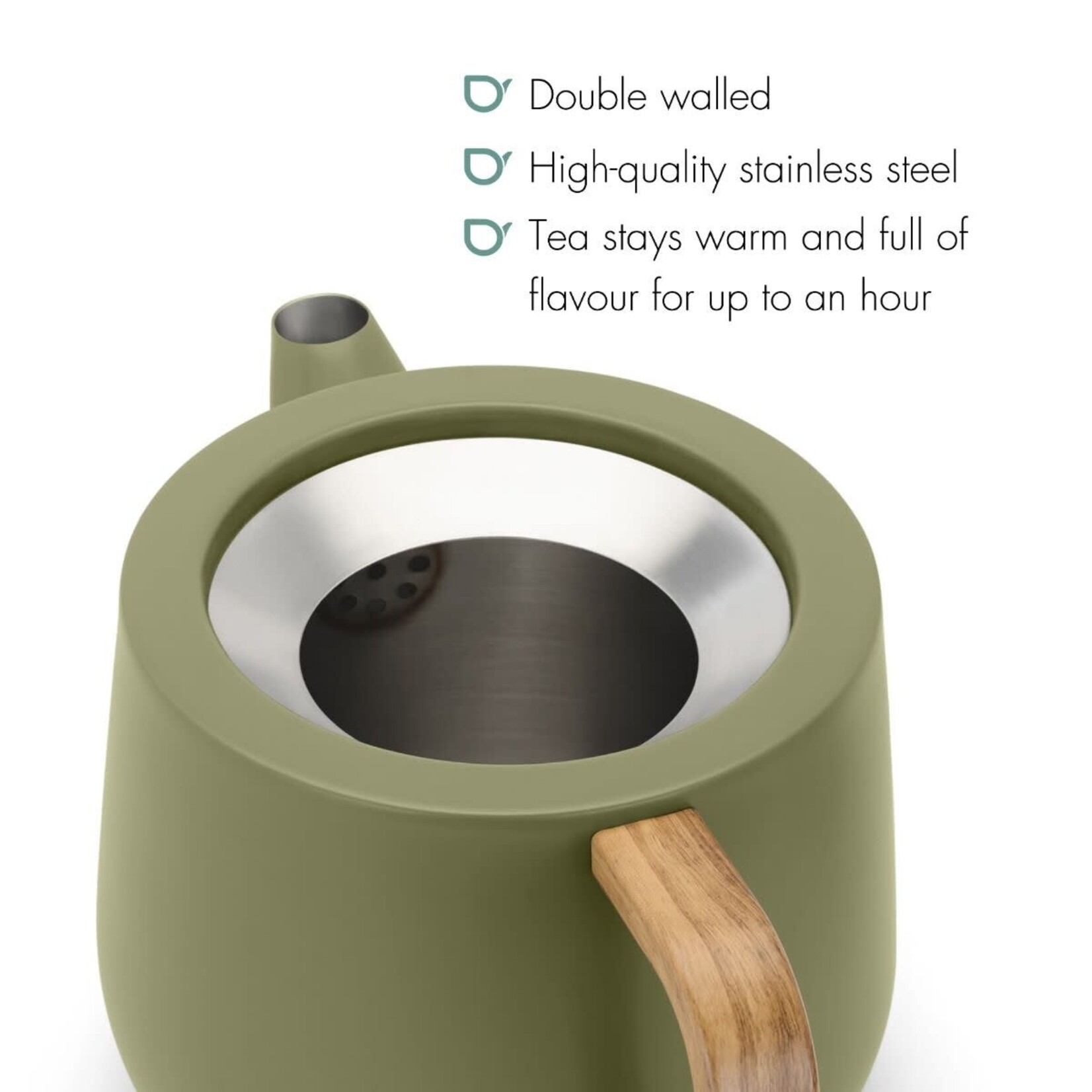 Bredemeijer Bredemeijer dubbelwandige Theepot Facet 1.1 liter Khaki Groen Duet Design  Bredemeijer 111080
