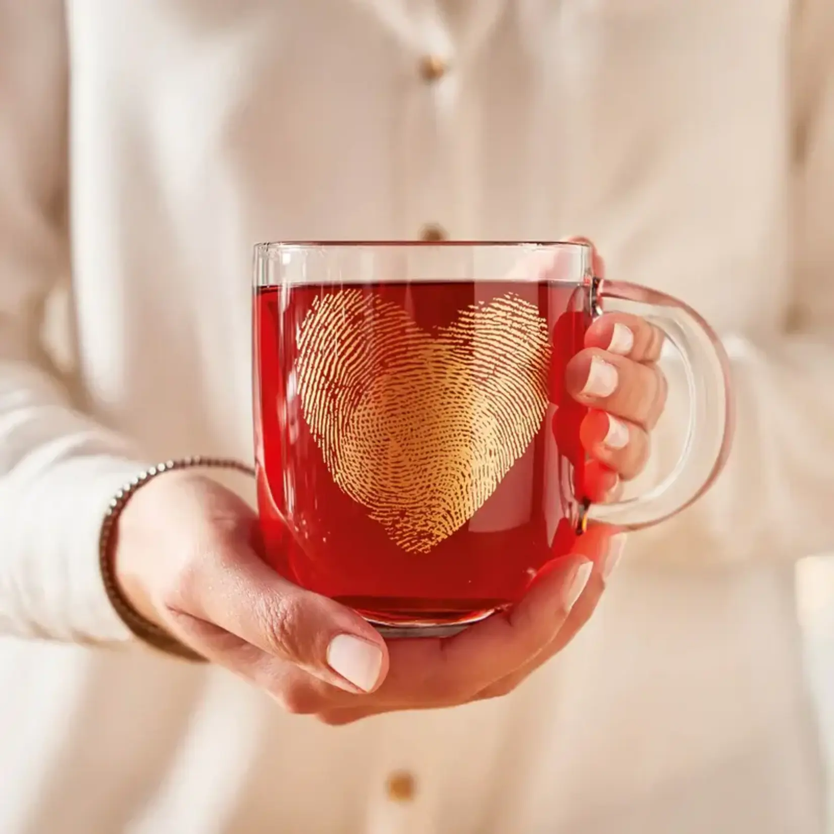 Leonardo Loving Glass Leonardo Emozione mok 400 ml fingerprint Heart glazen mok glas Leonardo 046449