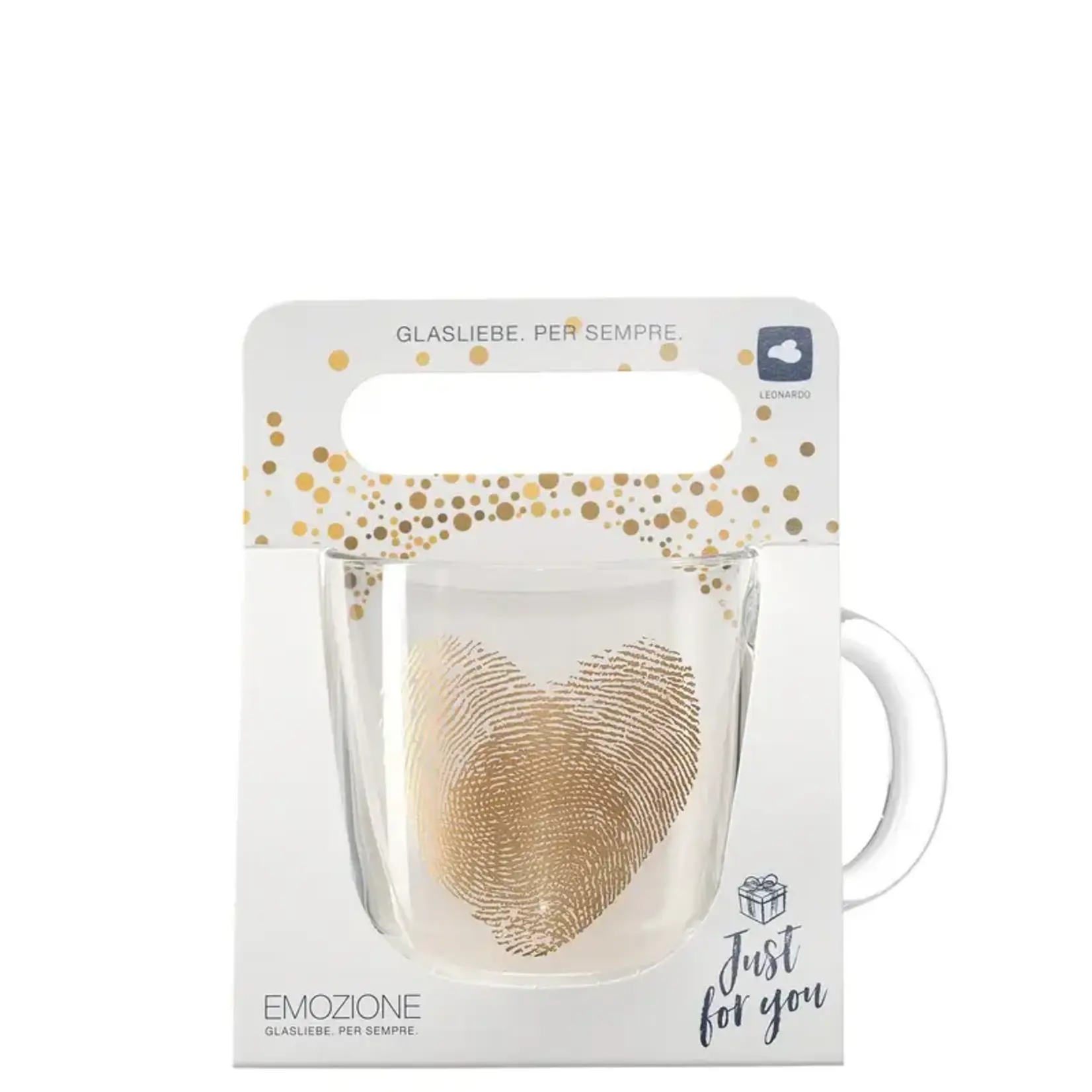 Leonardo Loving Glass Leonardo Emozione mok 400 ml fingerprint Heart glazen mok glas Leonardo 046449