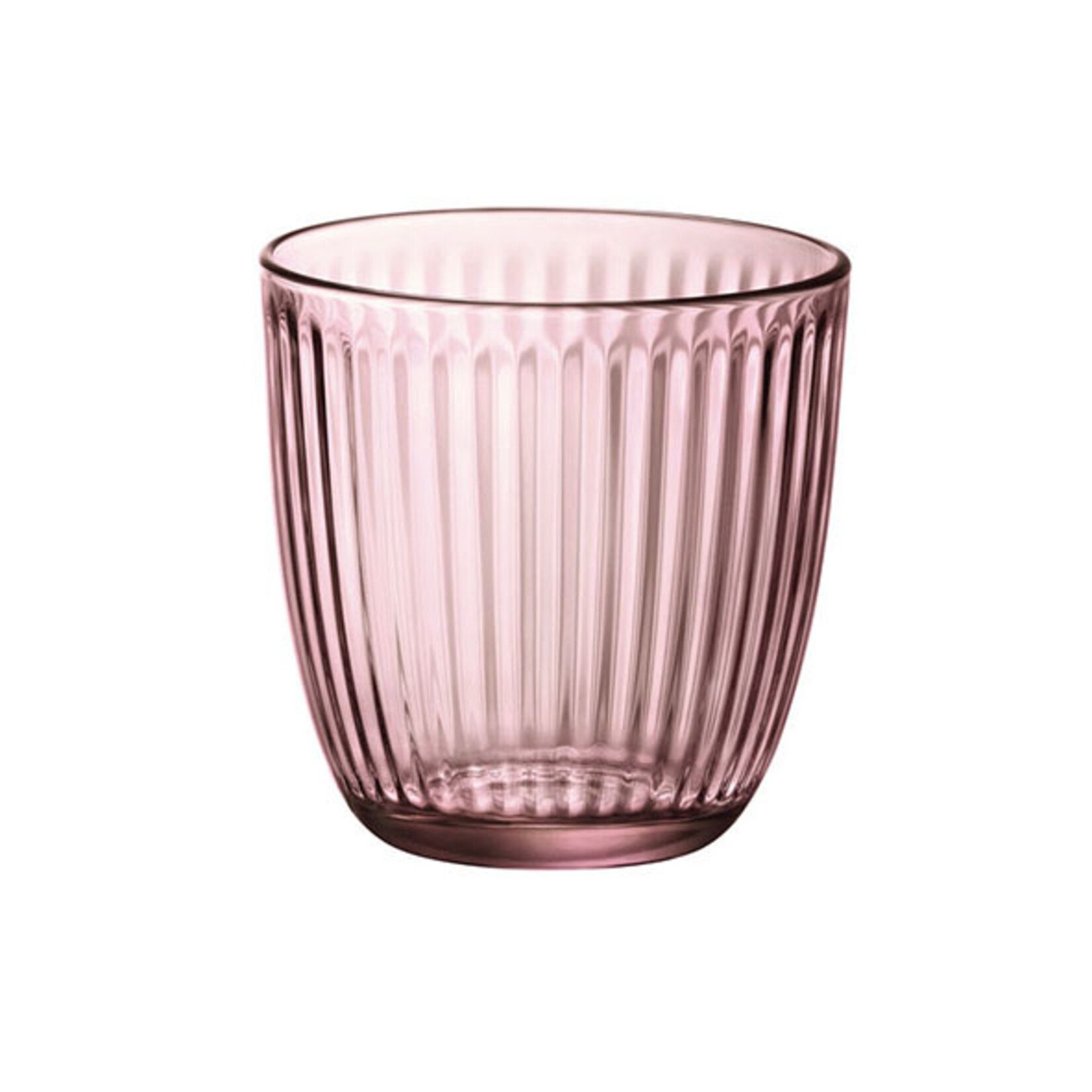 Diverse Merken set-6 290 ml roze glazen sap glas of waterglas met ribbel Bormioli Rocco