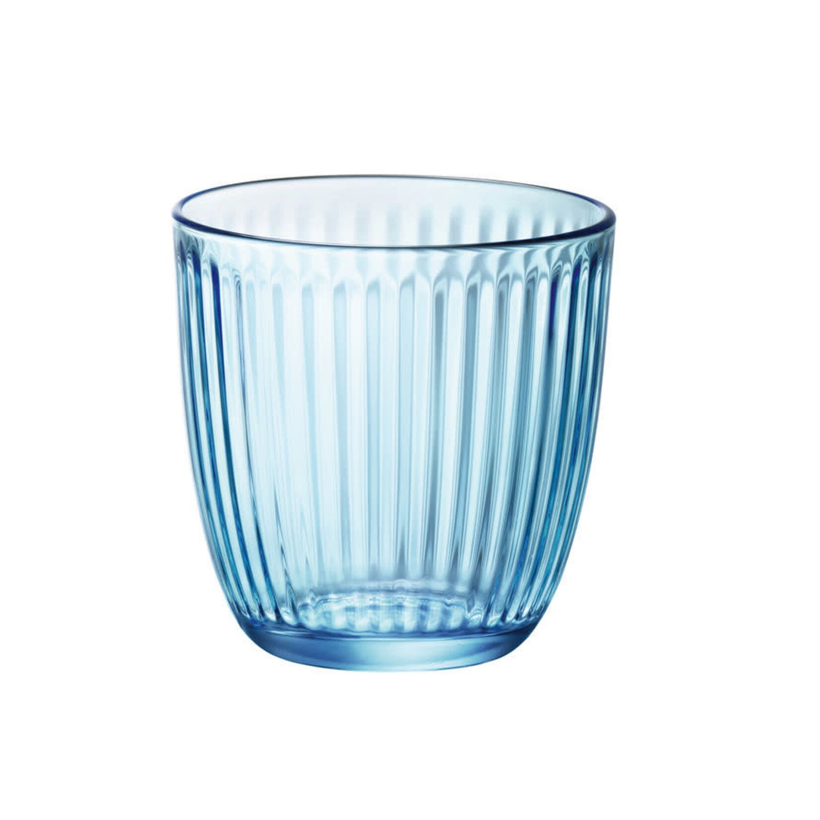 Diverse Merken set-6 290 ml blauwe glazen sap glas of waterglas met ribbel Bormioli Rocco