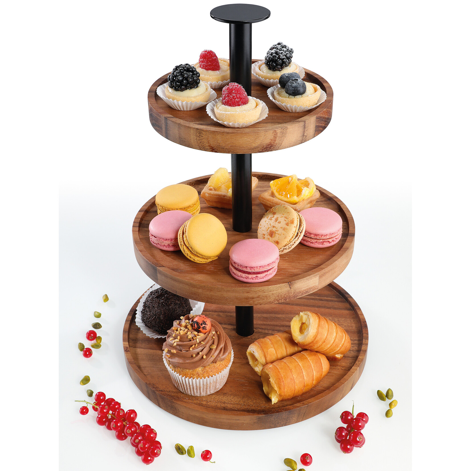 Zassenhaus 3 hoog etagere acacia etagère acacia hout met zwart Zassenhaus 059380