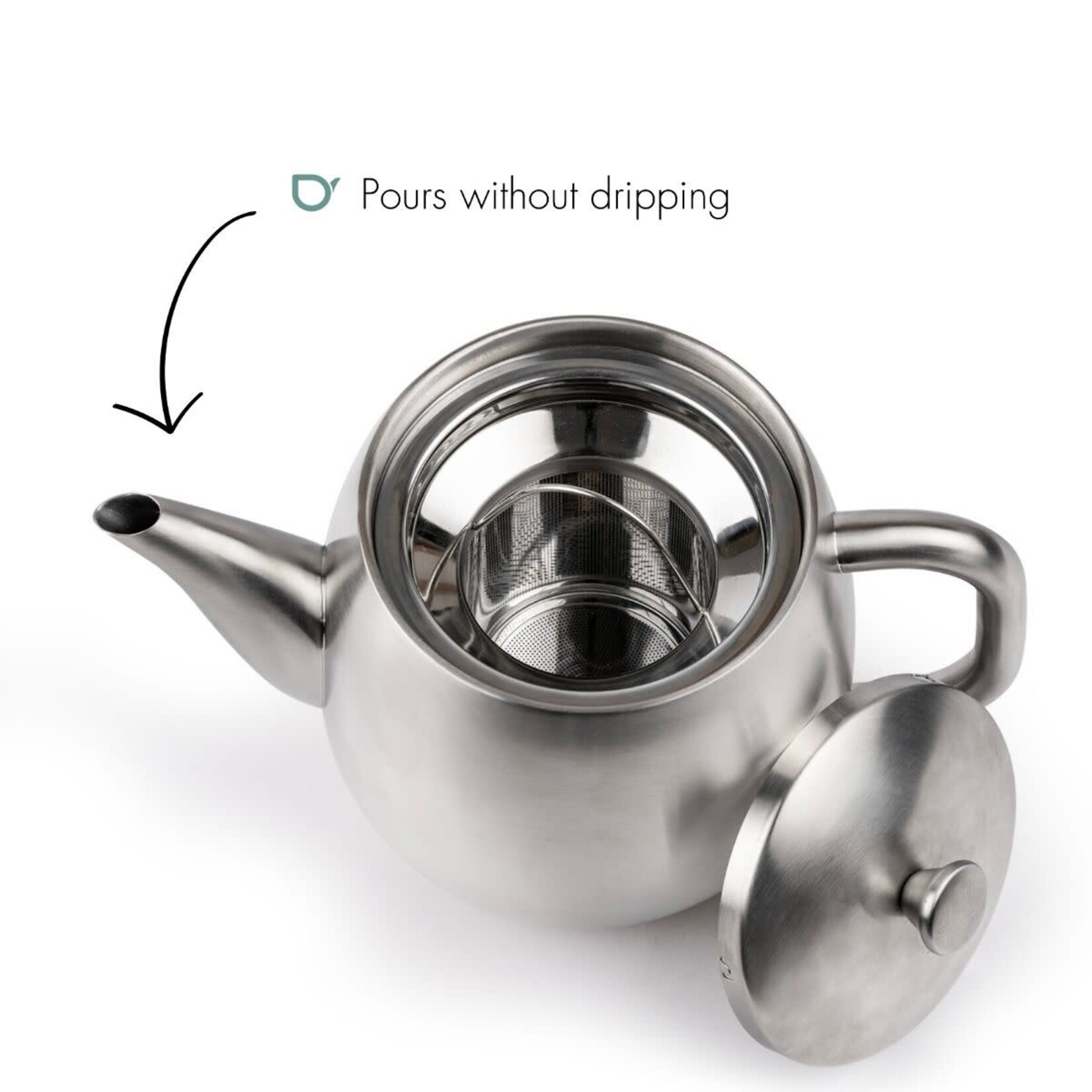 Bredemeijer Bredemeijer dubbelwandige Theepot Vera 900 ml mat rvs  met theefilter  Bredemeijer 111100