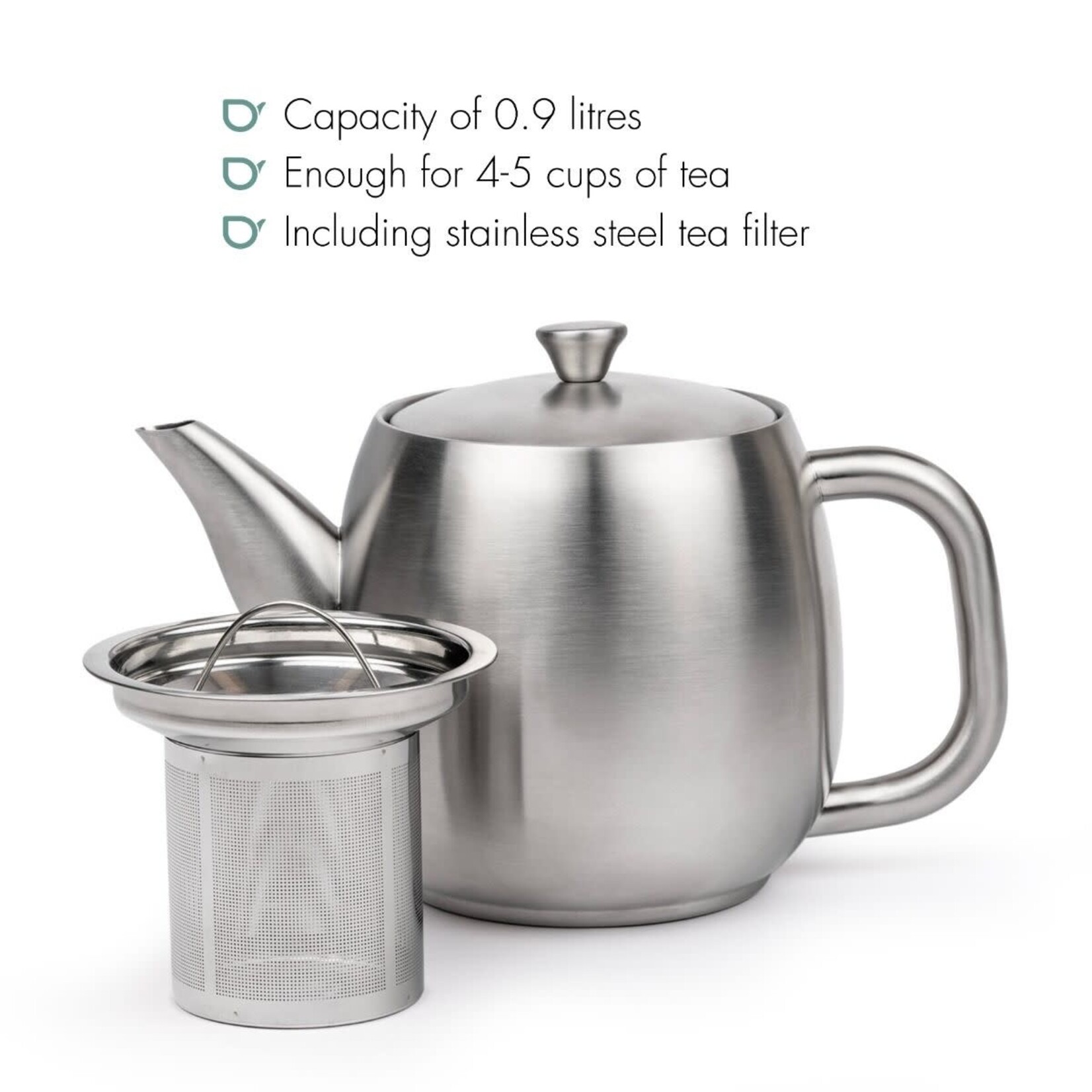 Bredemeijer Bredemeijer dubbelwandige Theepot Vera 900 ml mat rvs  met theefilter  Bredemeijer 111100