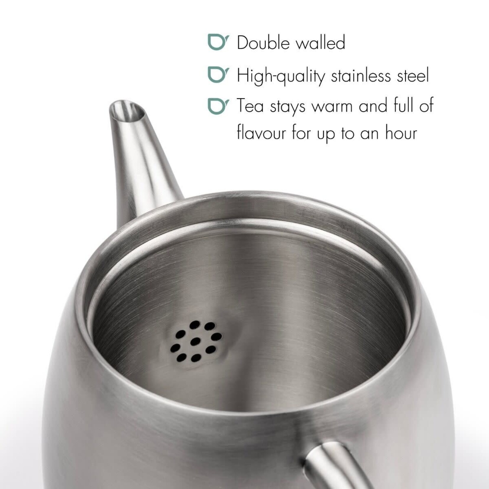 Bredemeijer Bredemeijer dubbelwandige Theepot Vera 900 ml mat rvs  met theefilter  Bredemeijer 111100