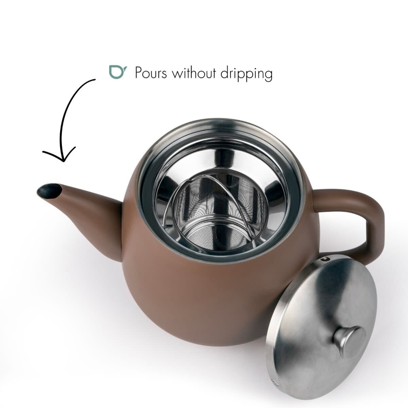 Bredemeijer Bredemeijer dubbelwandige Theepot Vera 900 ml donker bruin met theefilter  Bredemeijer 111101