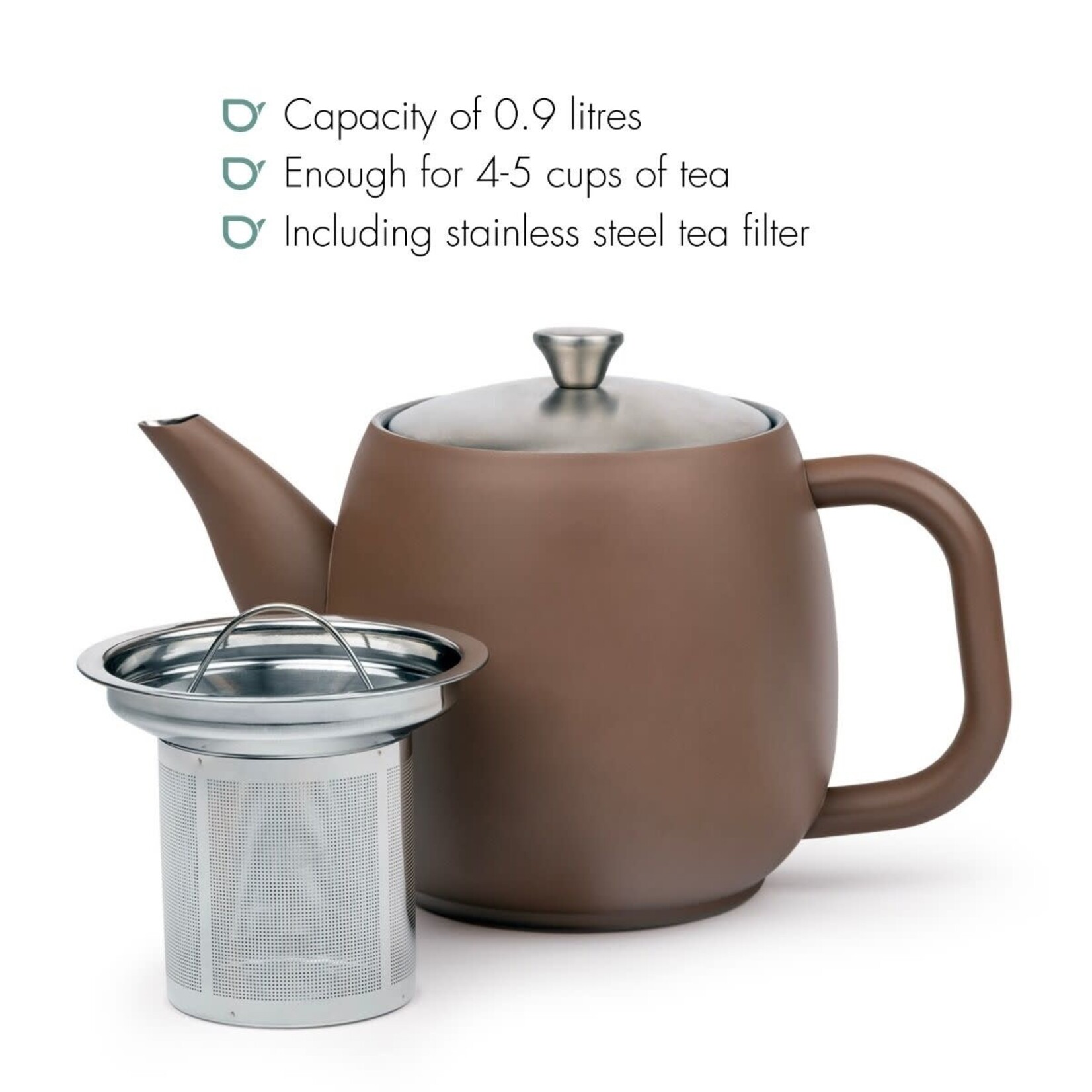 Bredemeijer Bredemeijer dubbelwandige Theepot Vera 900 ml donker bruin met theefilter  Bredemeijer 111101