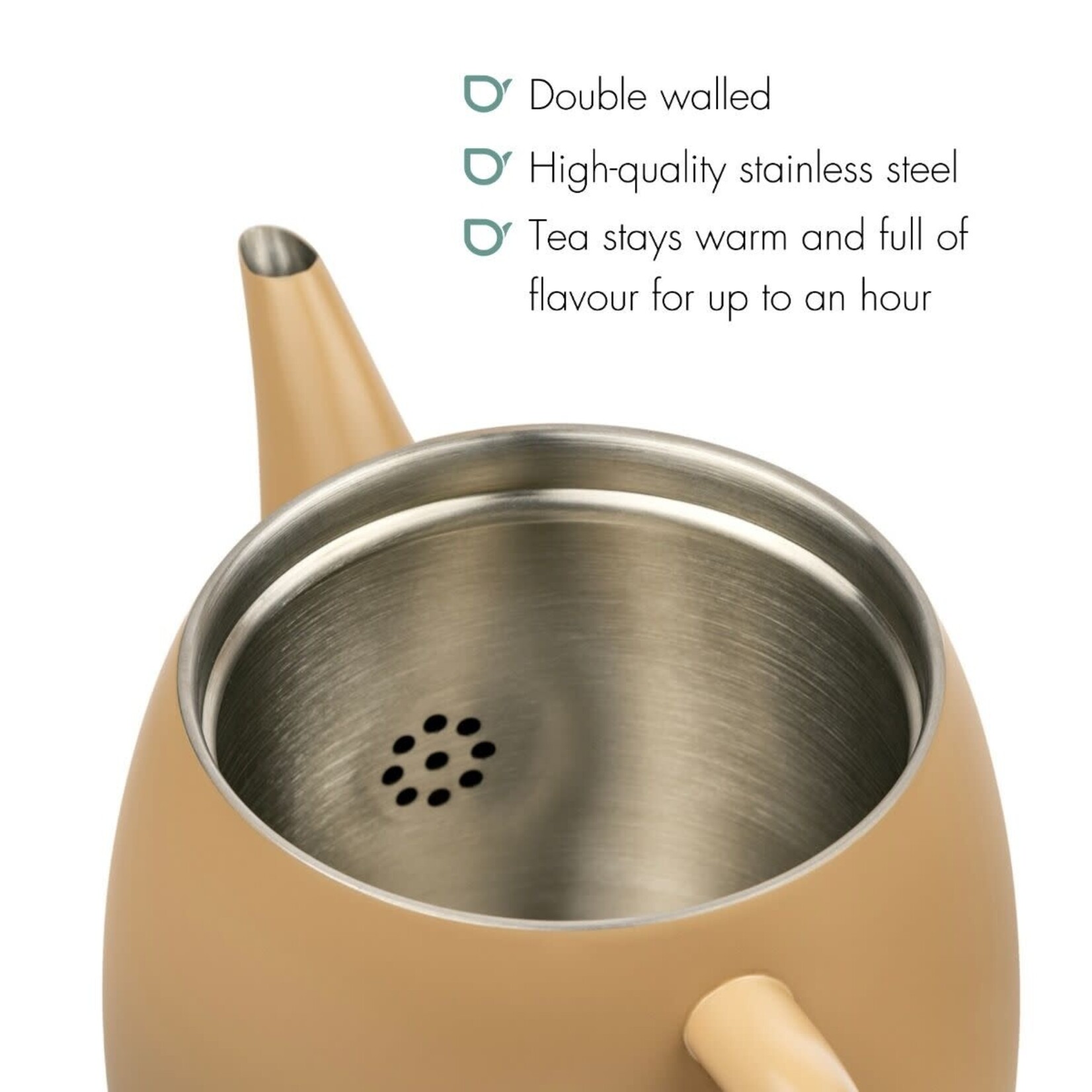 Bredemeijer Bredemeijer dubbelwandige Theepot Vera 900 ml Latte bruin - beige met theefilter  Bredemeijer 111102