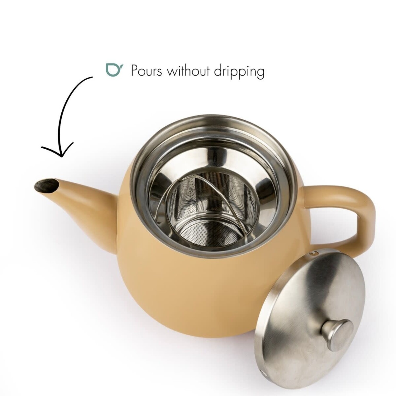 Bredemeijer Bredemeijer dubbelwandige Theepot Vera 900 ml Latte bruin - beige met theefilter  Bredemeijer 111102