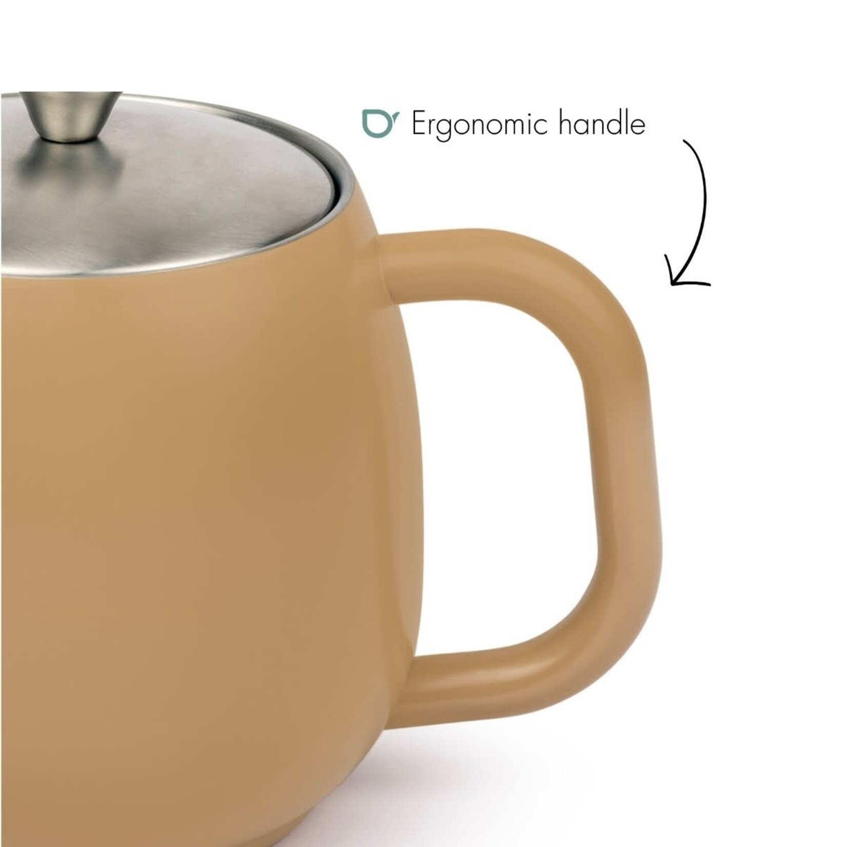 Bredemeijer Bredemeijer dubbelwandige Theepot Vera 900 ml Latte bruin - beige met theefilter  Bredemeijer 111102