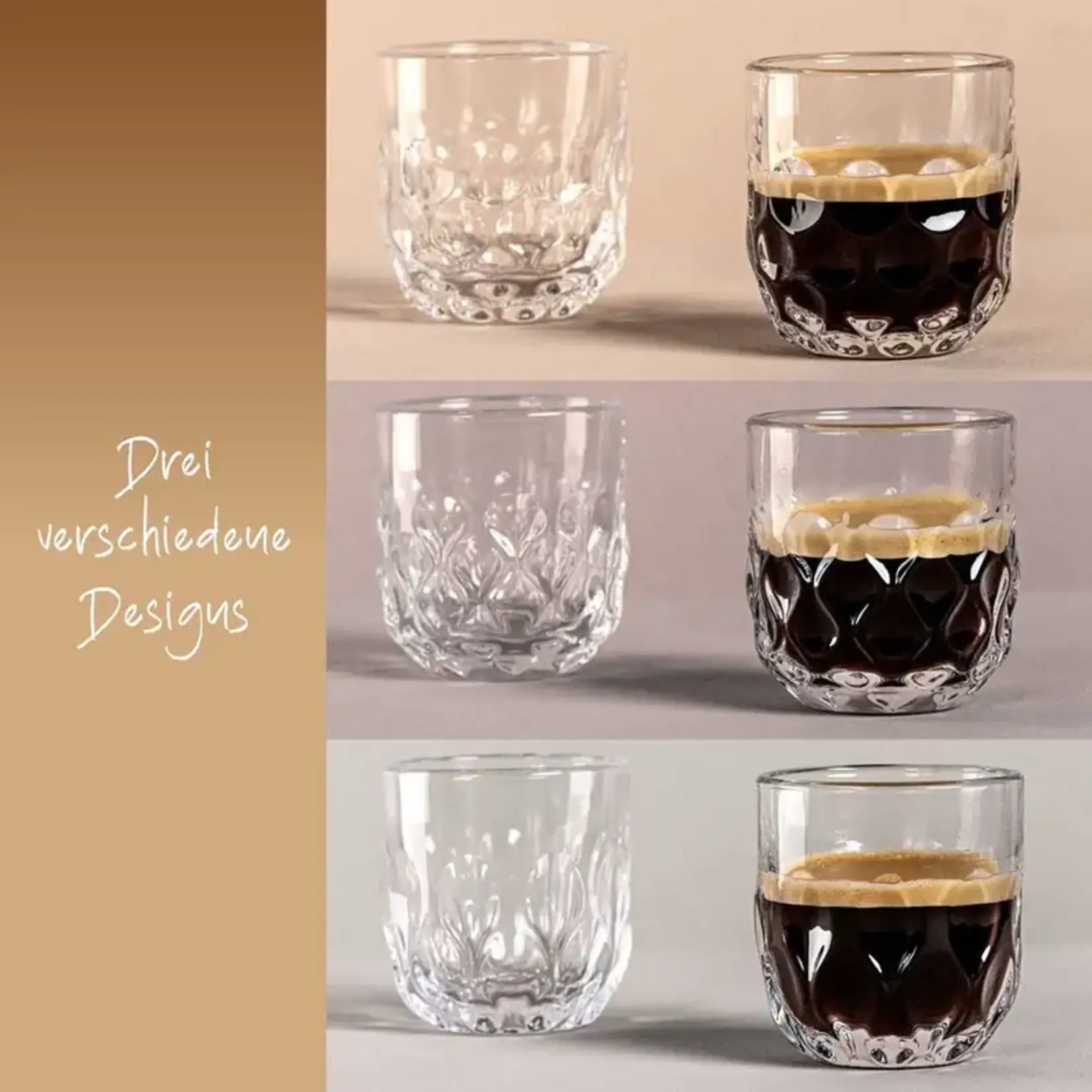 Leonardo Loving Glass Leonardo Gocce koker met 3 verschillende espresso glazen en kurken onderzetters Leonardo 055190