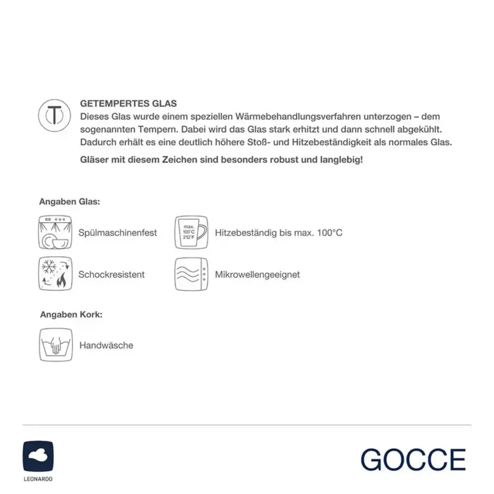 Leonardo Loving Glass Leonardo Gocce koker met 3 verschillende espresso glazen en kurken onderzetters Leonardo 055190