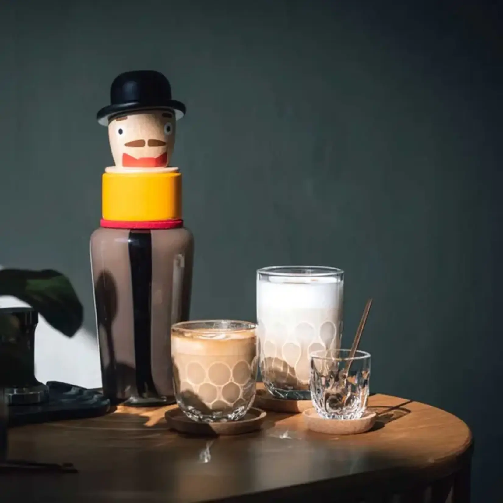 Leonardo Loving Glass Leonardo Gocce koker met 3 verschillende koffie glazen en kurken onderzetters Leonardo 055191