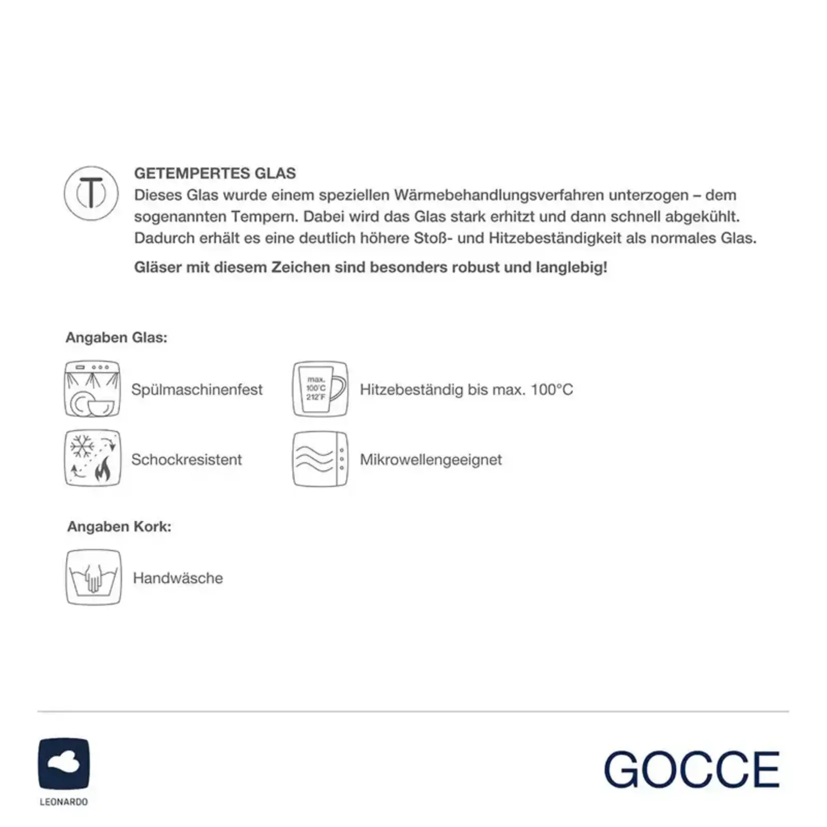 Leonardo Loving Glass Leonardo Gocce set-4 Ø 9 cm kurken onderzetters Leonardo 057172