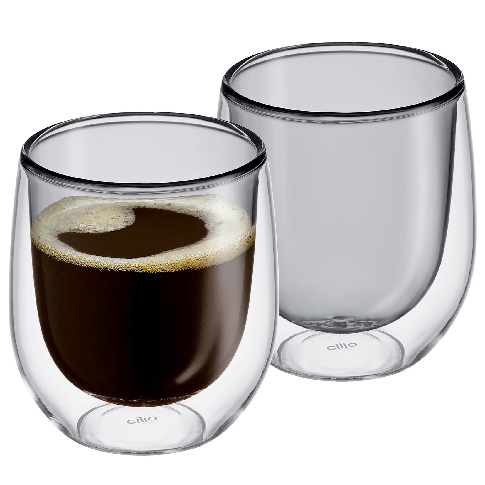 Cilio Grijs 150 ml koffie glas set-2 dubbelwandig Cilio Verona koffie glas Cilio 292923
