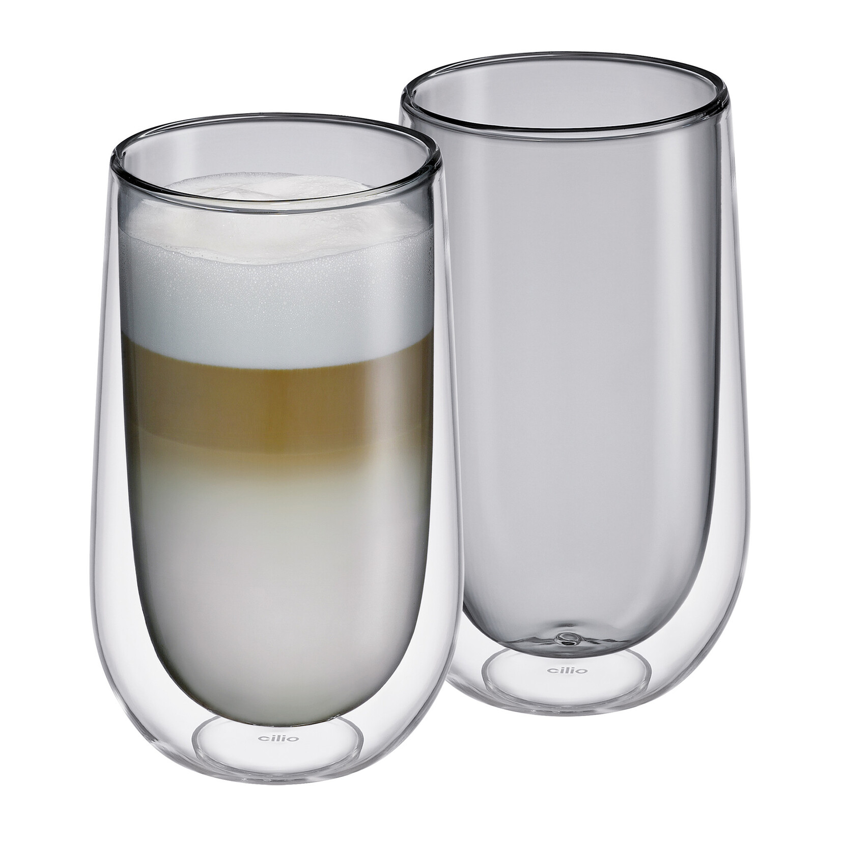 Cilio Grijs 350 ml Latte Macchiato glas set-2 dubbelwandig Cilio Verona Latte Macchiato glas Cilio 292947