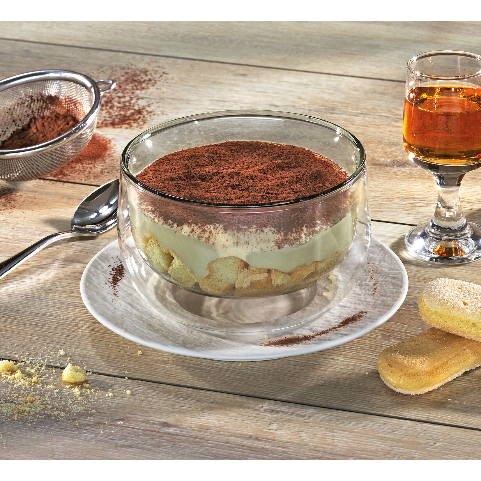 Cilio Grijs glas 400 ml schaaltje glas dubbelwandig Cilio Verona schaaltje 400 ml Cilio 292961