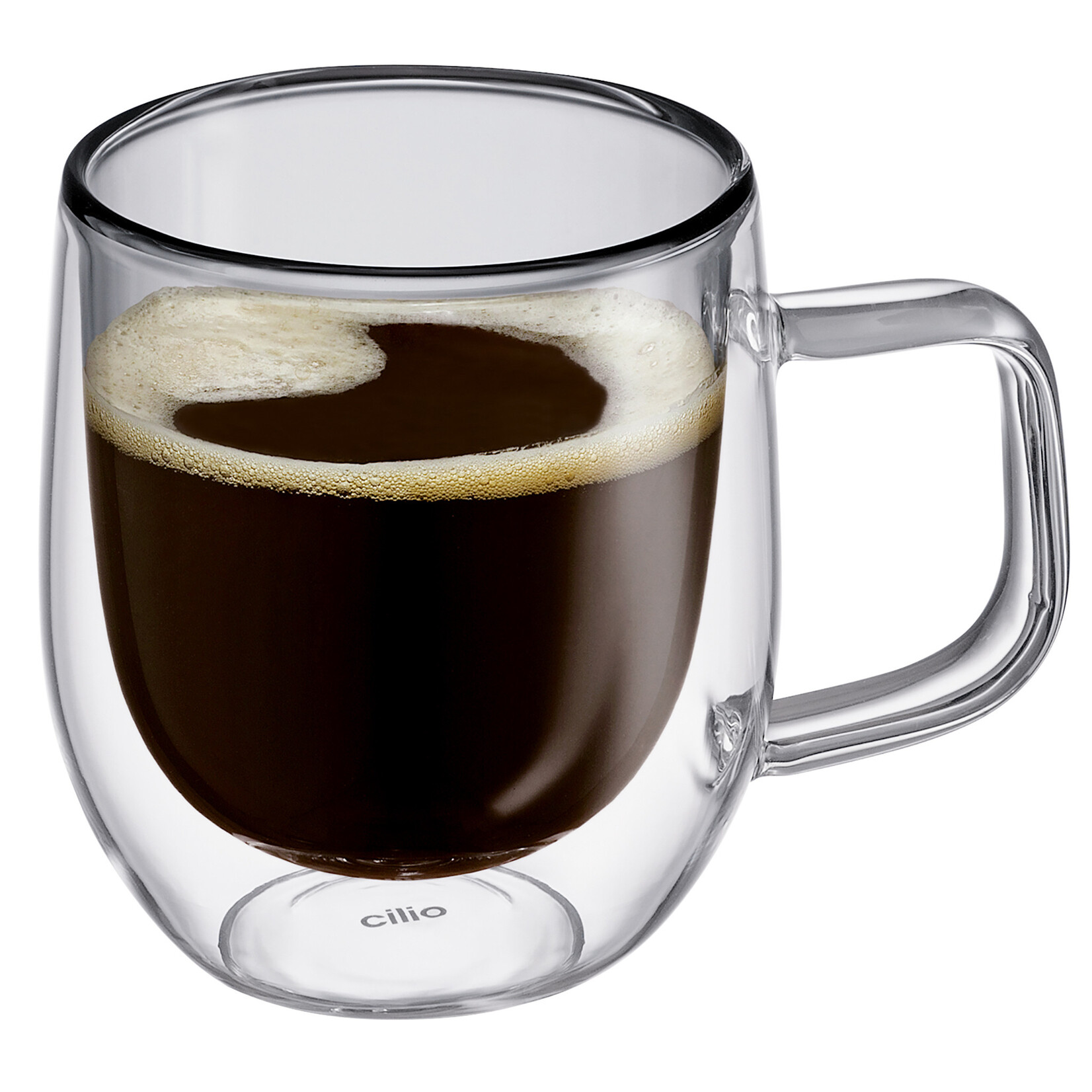 Cilio Grijs glas 200 ml koffie oor glas set-2 dubbelwandig Cilio Veneto koffie glas met oor Cilio 292886