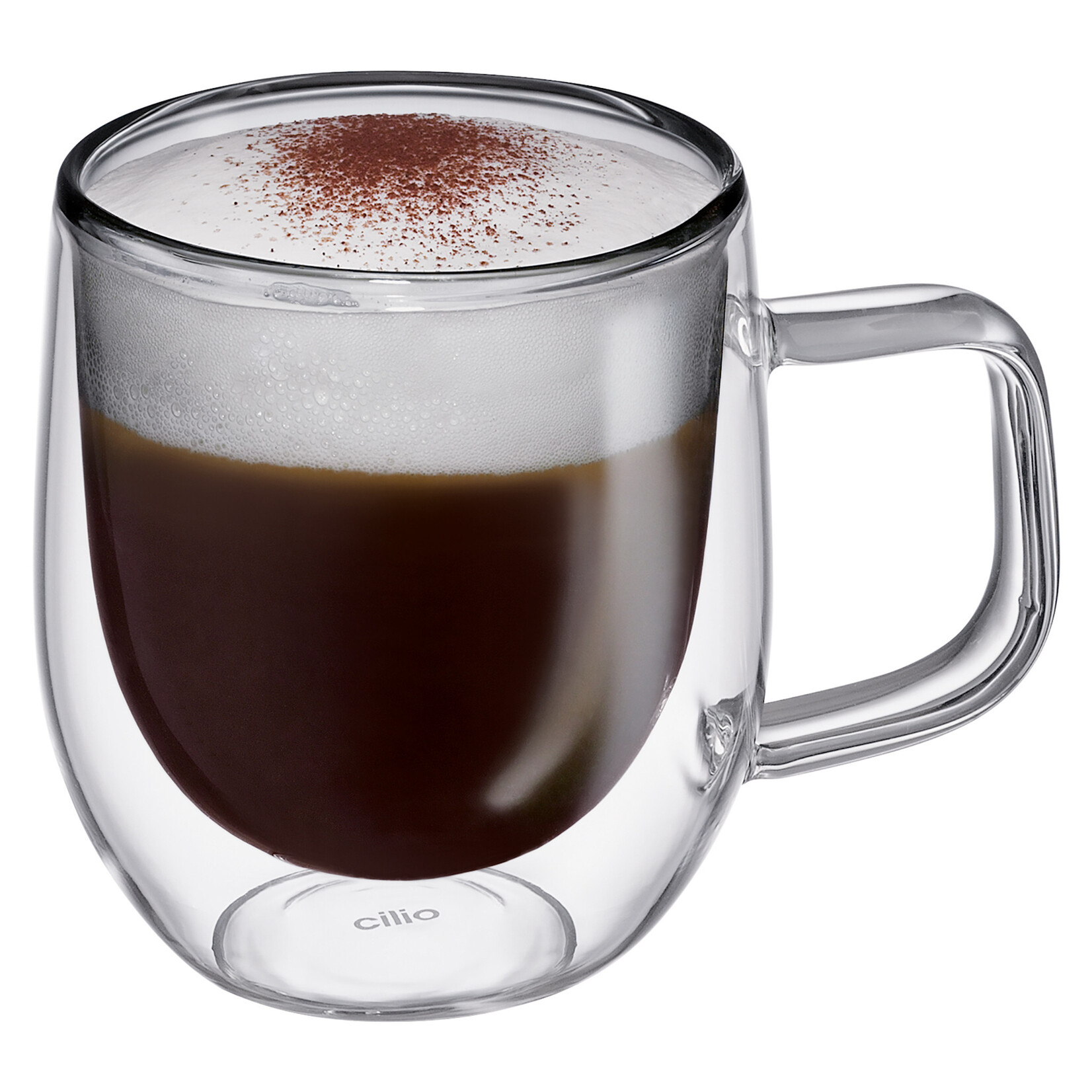 Cilio Grijs glas 200 ml koffie oor glas set-2 dubbelwandig Cilio Veneto koffie glas met oor Cilio 292886