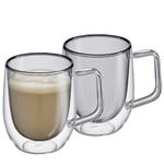 Cilio grijs glas 250 ml cappuccino oor glas set-2 dubbelwandig Cilio Veneto koffieverkeerd glas met oor Cilio 292893