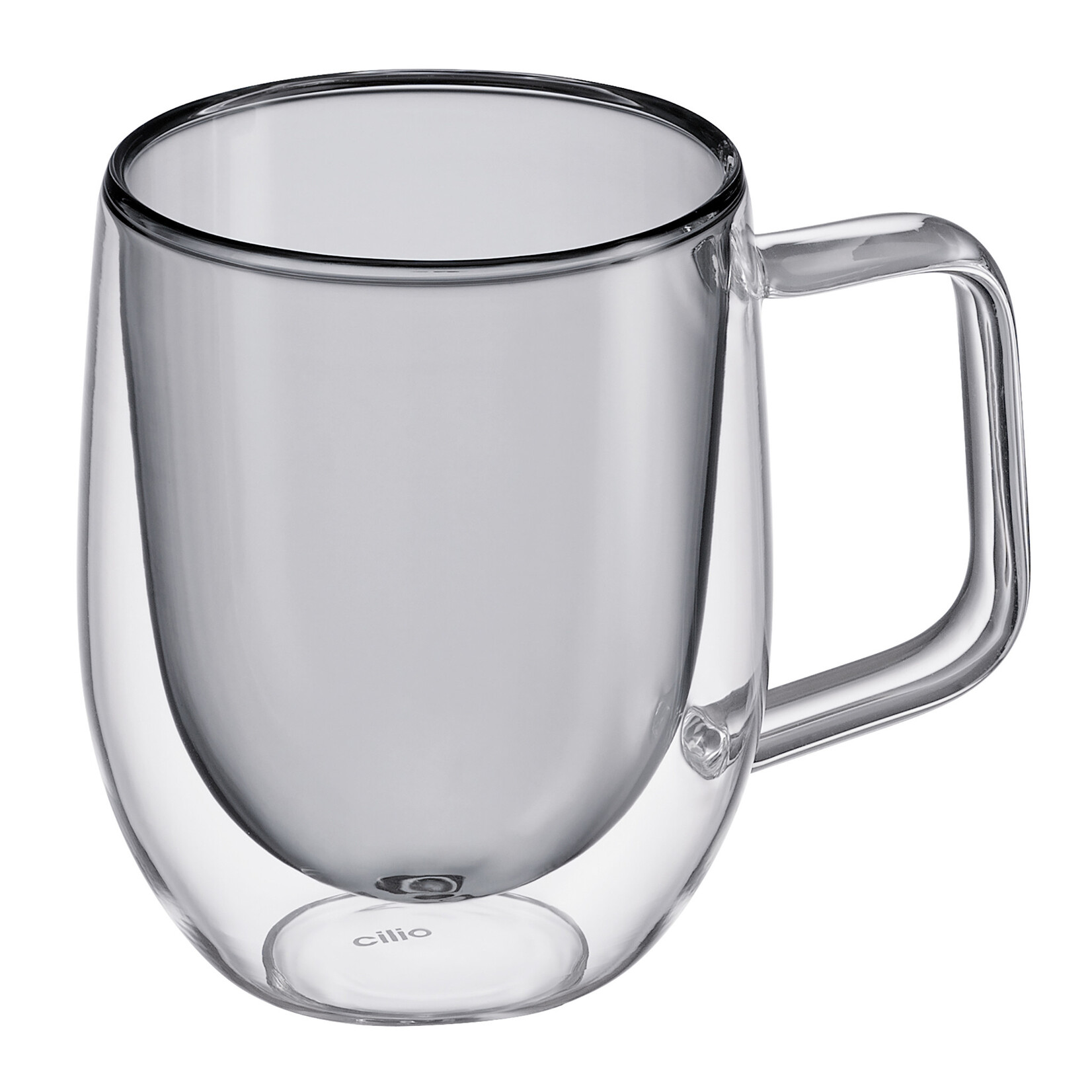 Cilio grijs glas 250 ml cappuccino oor glas set-2 dubbelwandig Cilio Veneto koffieverkeerd glas met oor Cilio 292893