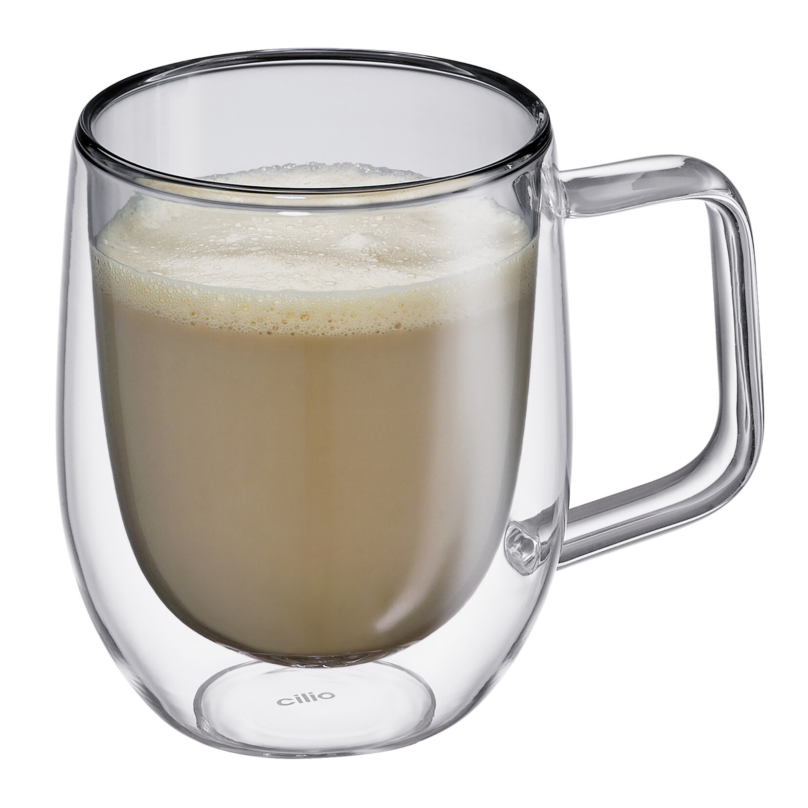 Cilio grijs glas 250 ml cappuccino oor glas set-2 dubbelwandig Cilio Veneto koffieverkeerd glas met oor Cilio 292893
