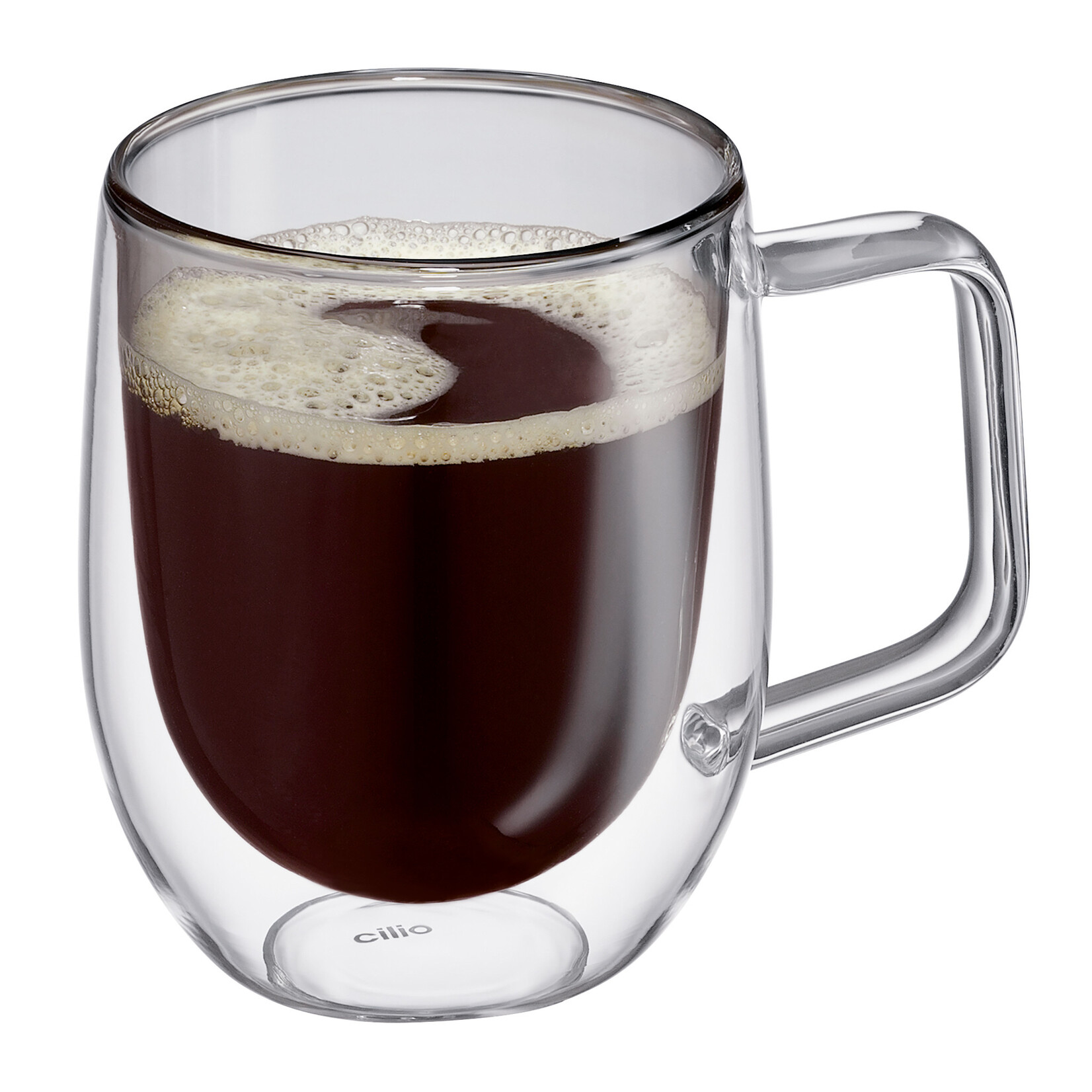 Cilio grijs glas 250 ml cappuccino oor glas set-2 dubbelwandig Cilio Veneto koffieverkeerd glas met oor Cilio 292893