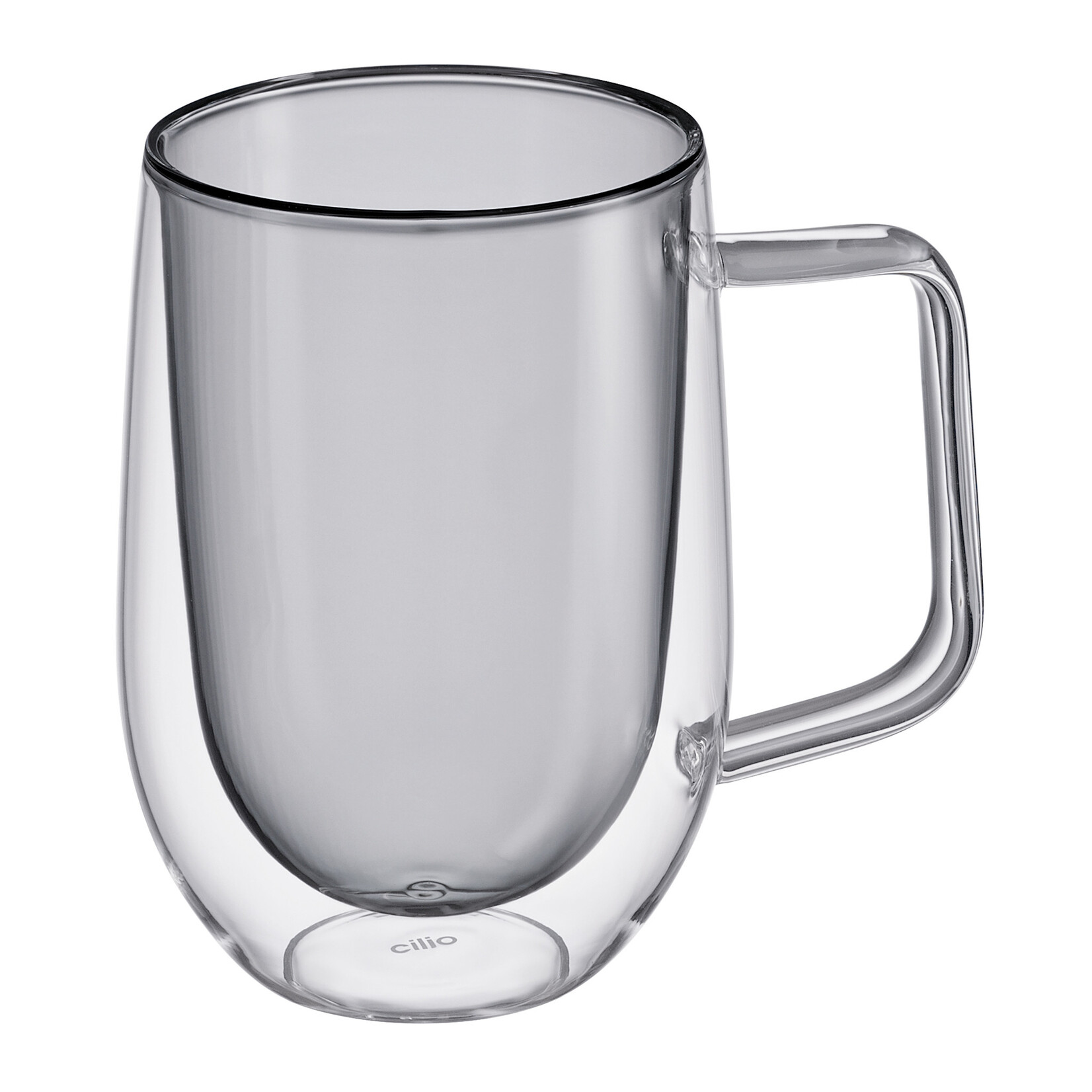 Cilio Grijs 300 ml Latte Macchiato oor glas set-2 dubbelwandig Cilio Veneto Latte Macchiato glas met oor Cilio 292909