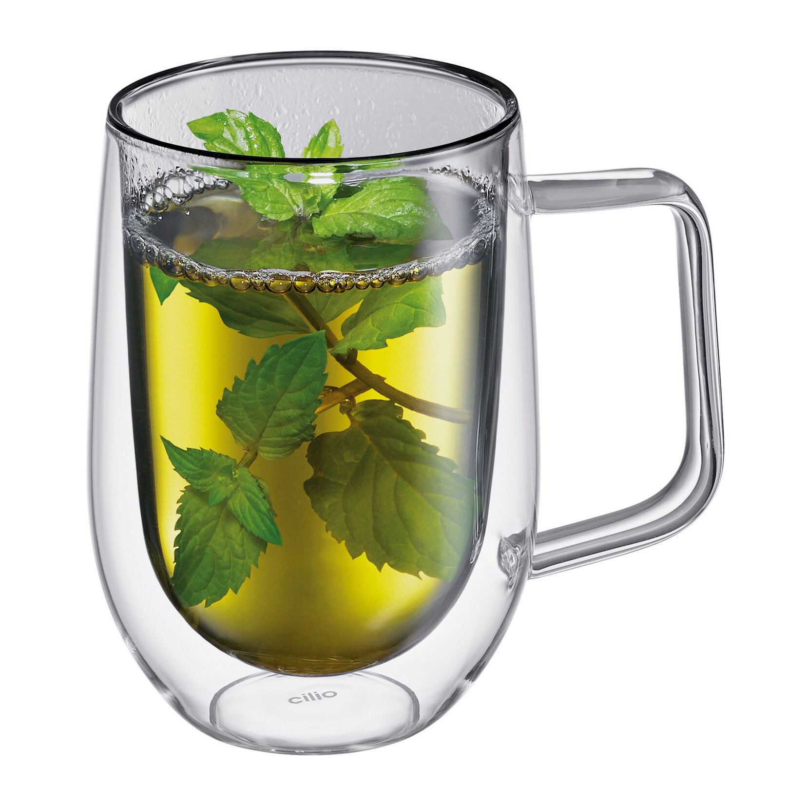 Cilio Grijs 300 ml Latte Macchiato oor glas set-2 dubbelwandig Cilio Veneto Latte Macchiato glas met oor Cilio 292909