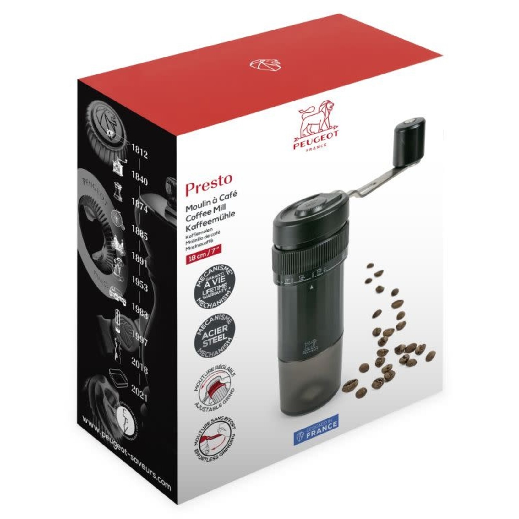 Peugeot Peugeot Presto handmatige koffiemolen met symbolen die maalgraad aangeven Peugeot 42439