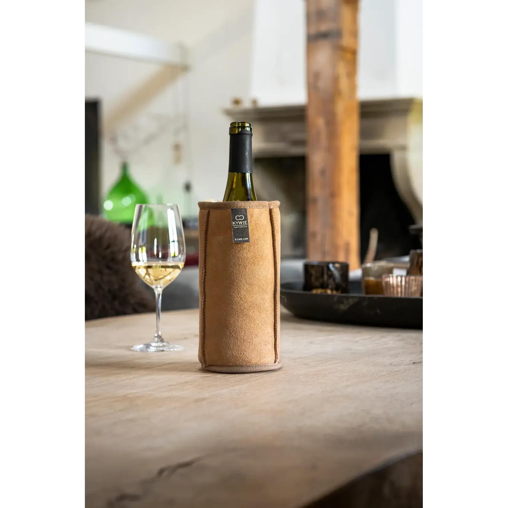 Kywie, keep it cool with wool Wijn koeler Kywie Wine Cooler Camel Suede Kywie W01su
