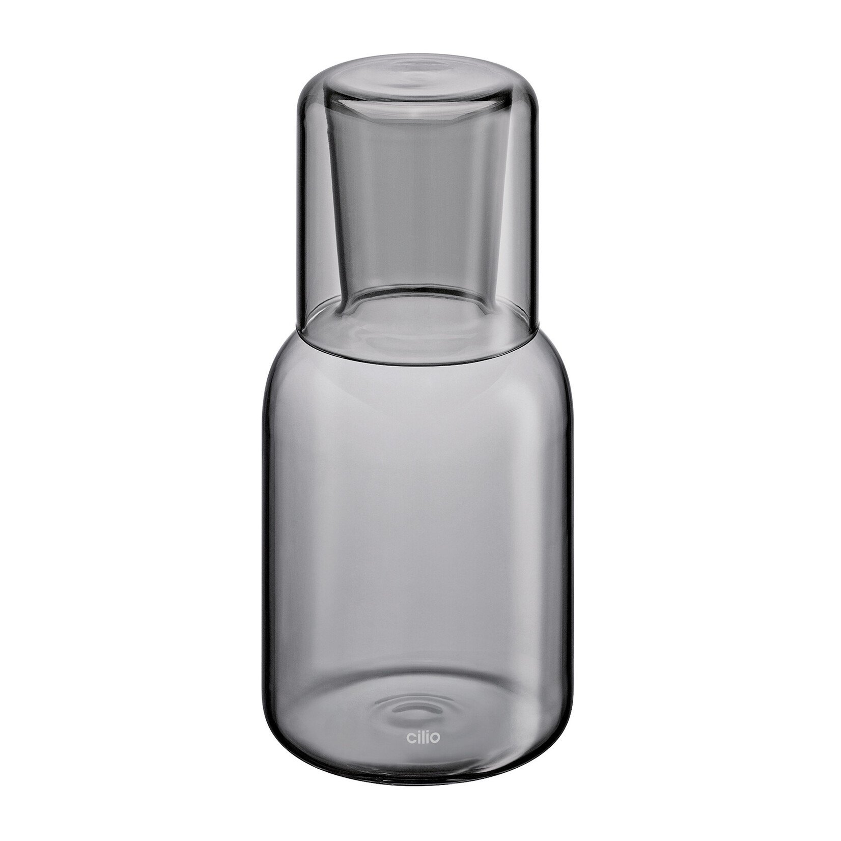Cilio Grijs glas 750 ml karaf met 200 ml glas dat karaf afsluit Cilio Lorenzo karaf met glas grijs Cilio 291490