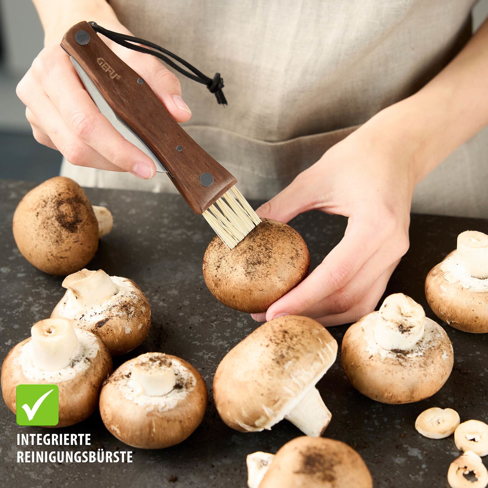 Gefu Gefu Silva Champignonsnijder champignon mes met Champignon borstel Gefu 13814