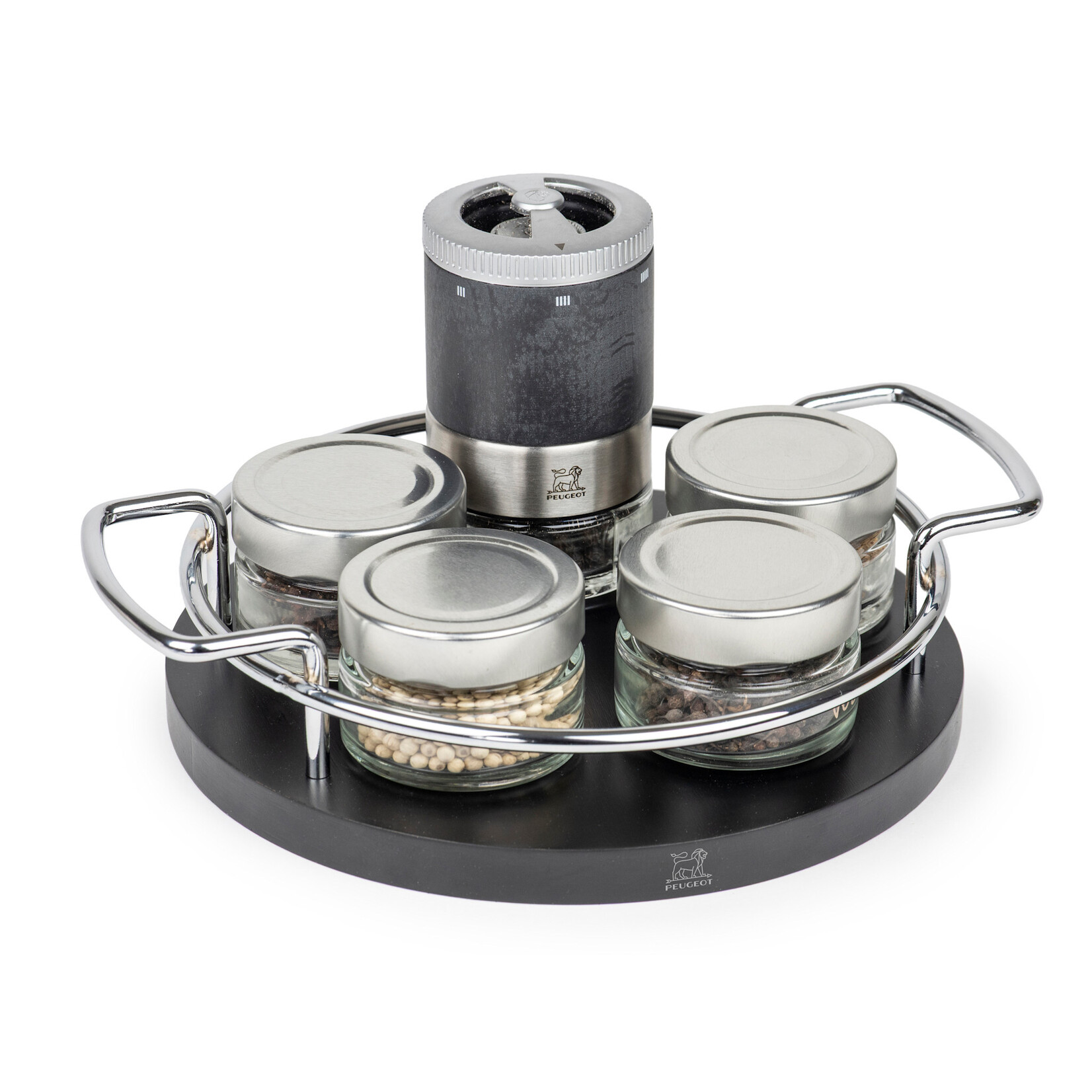 Peugeot Peugeot Ø 242 - 205 x 57 mm h Maestro plateau voor peper en zoutmolen zwart -rvs Peugeot 49621