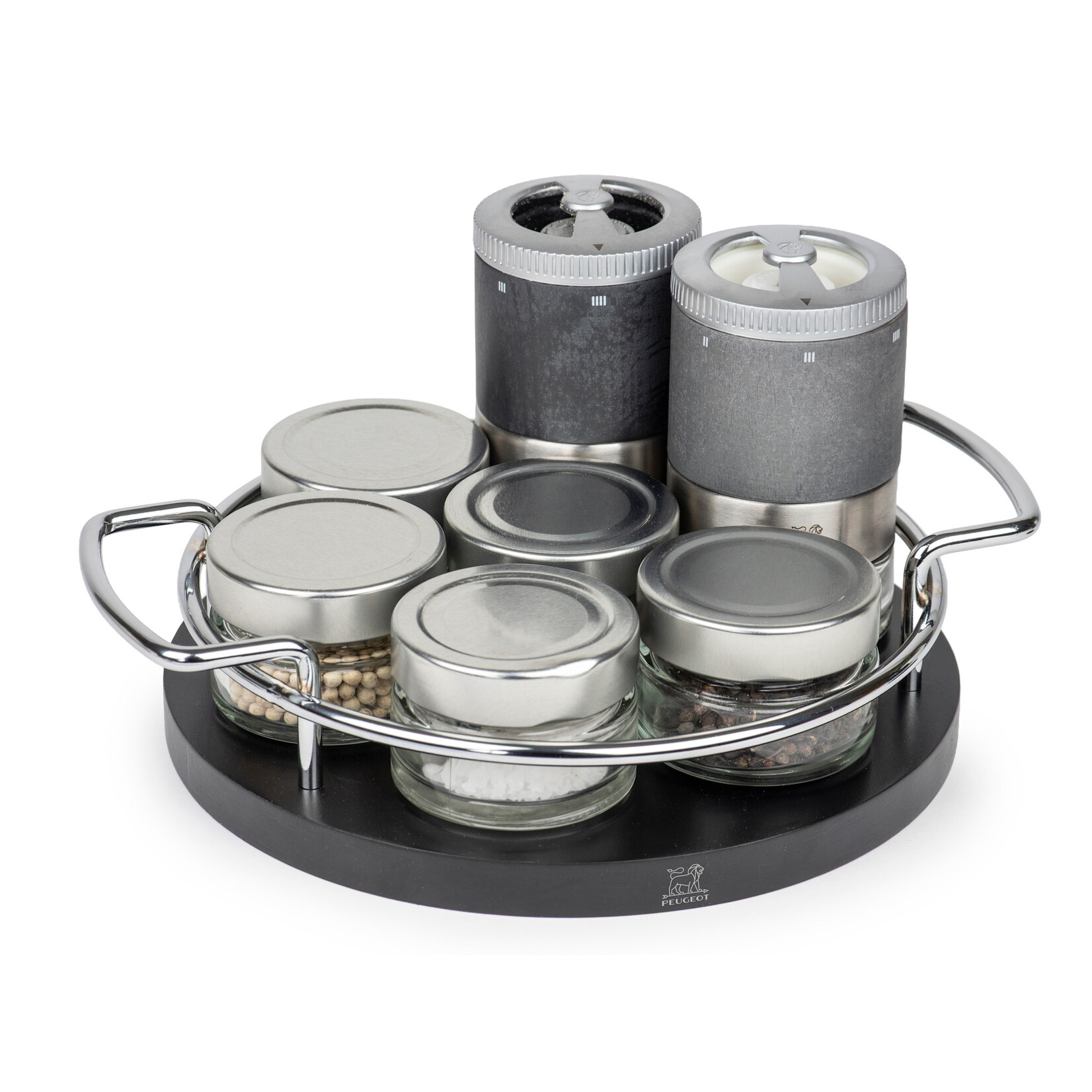 Peugeot Peugeot Ø 242 - 205 x 57 mm h Maestro plateau voor peper en zoutmolen zwart -rvs Peugeot 49621