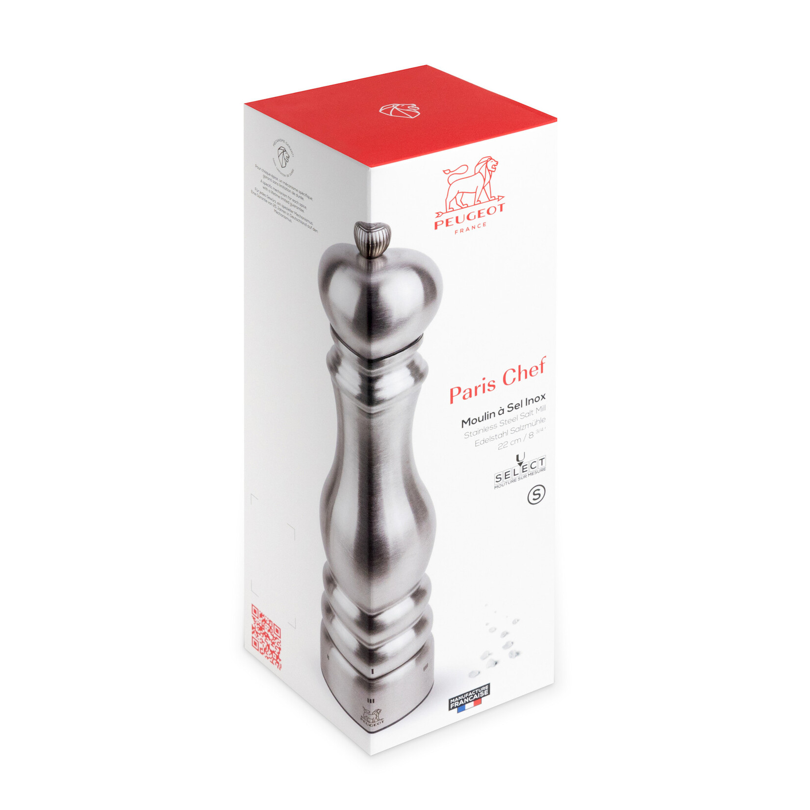 Peugeot 22 cm Peugeot Paris Chef Inox RVS U-Select rvs zoutmaalwerk zoutmolen 22 cm  Peugeot 32500