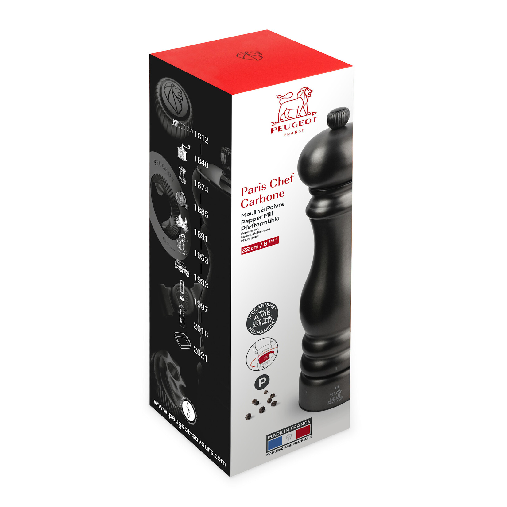 Peugeot 22 cm Peugeot Paris Chef Carbon Carbone U-Select Pepermolen 22 cm  Peugeot 39844