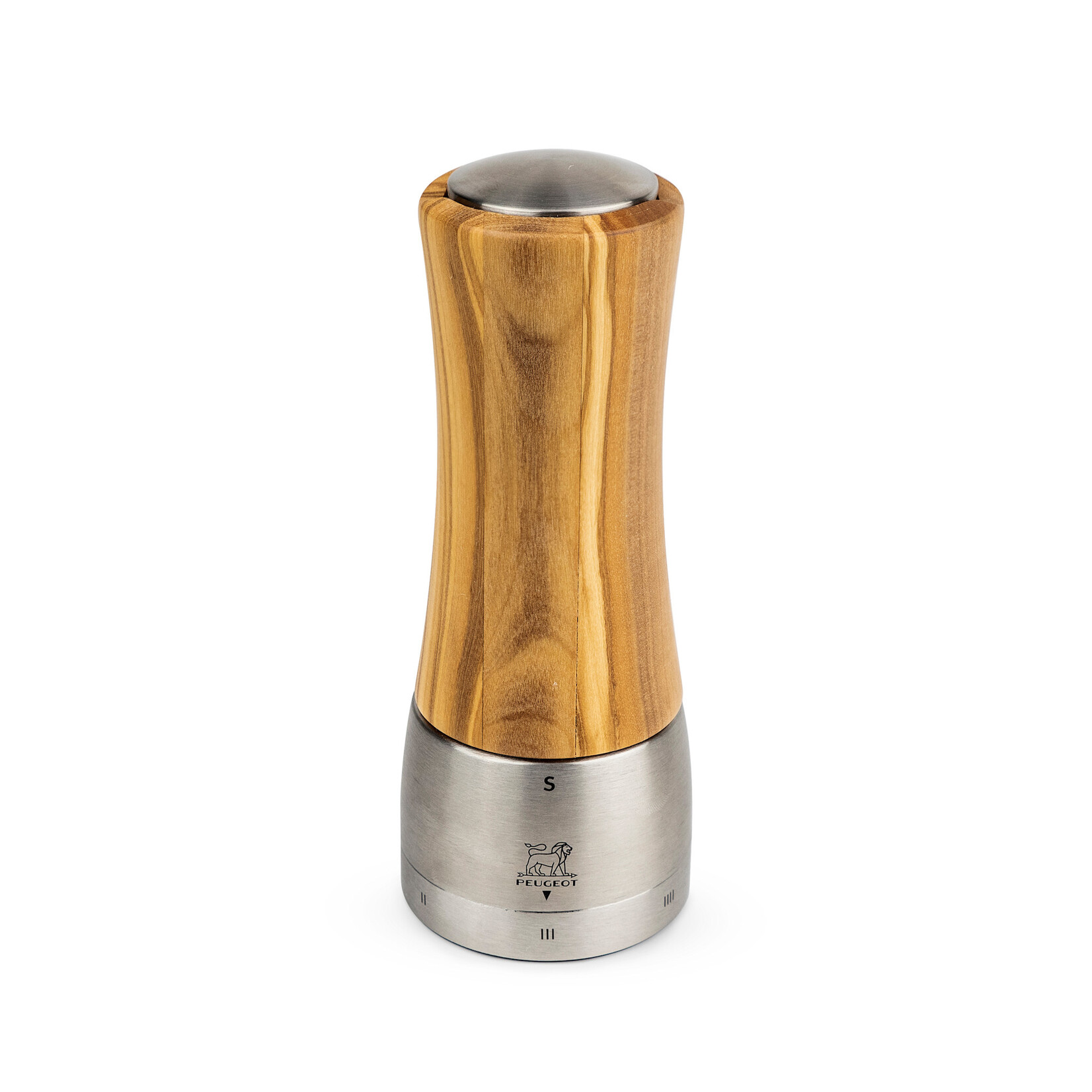 Peugeot 16 cm Peugeot Madras olijfhout & Inox U-Select rvs maalwerk zoutmolen 16 cm  Peugeot 36157