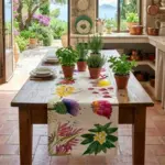 The NapKing The NapKing Flora Rosa tafelloper 150 x 50 cm Linnen Premium Flora Rosa 150 x 50 cm