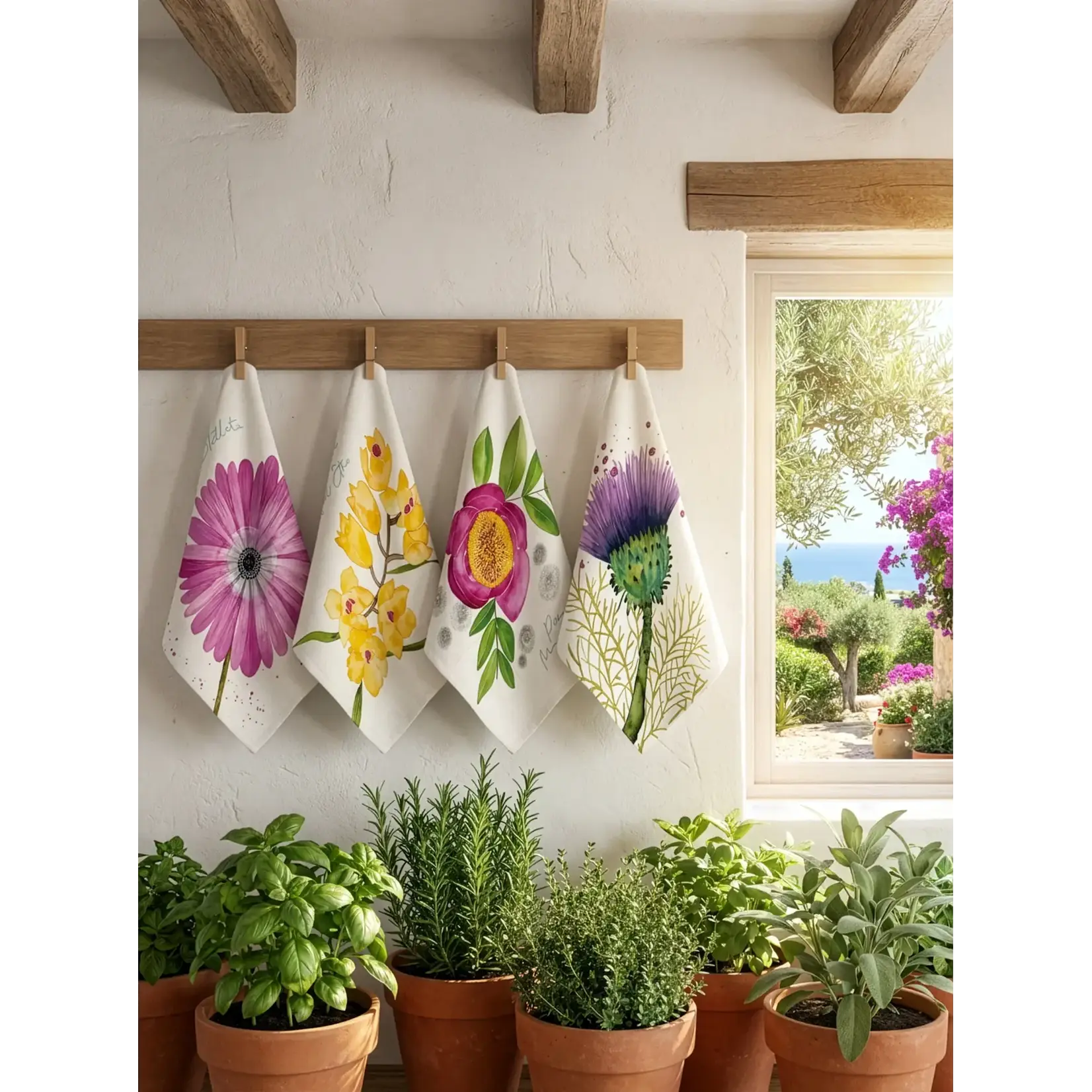 The NapKing The NapKing Flora Rosa set-4 servetten 43 x 43 cm Linnen Premium Flora Rosa set-4
