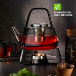 Gefu 1200 ml rookglas theepot met theefilter en rechaud Gefu Chavelle theepot set Gefu 12907