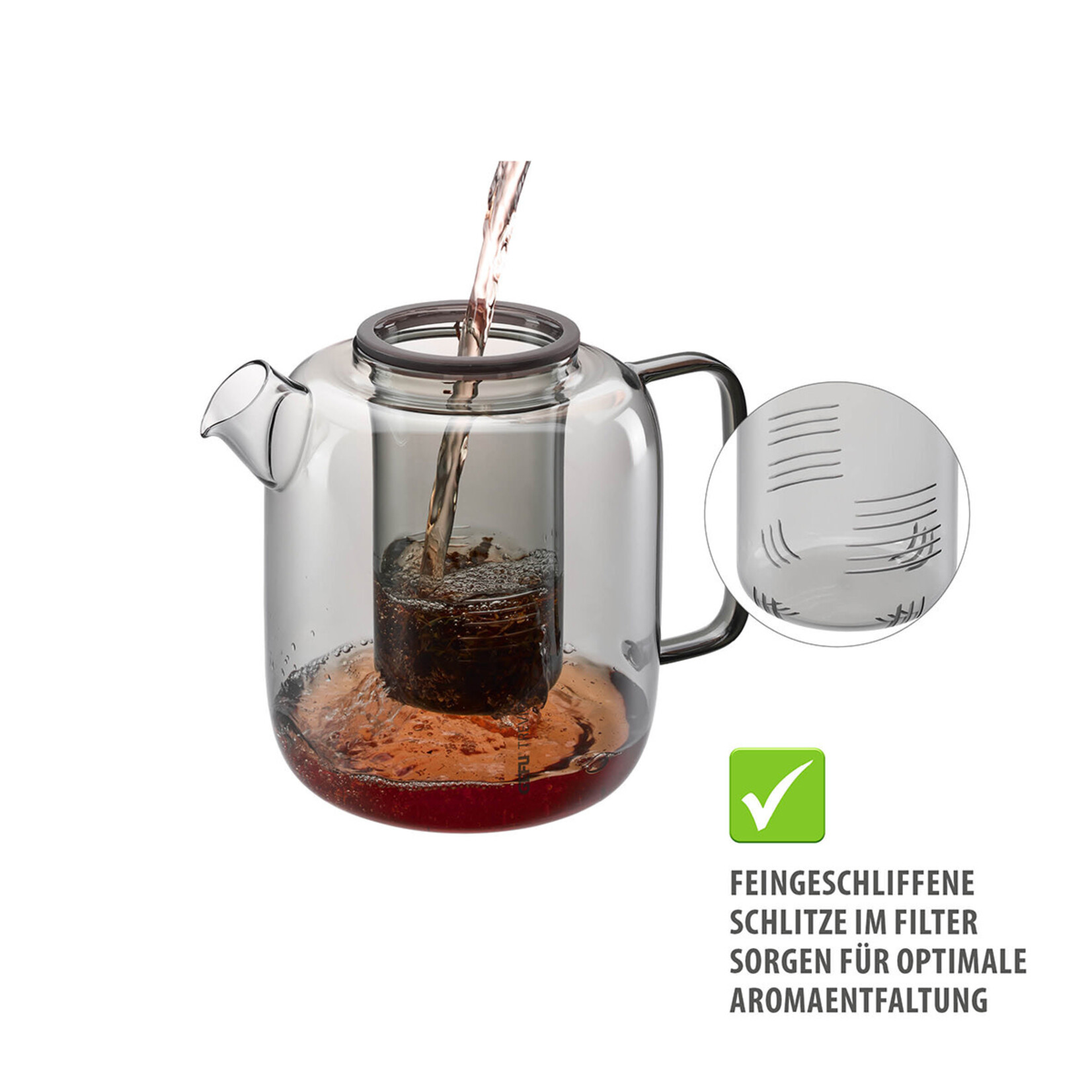 Gefu 1500 ml rookglas theepot met theefilter en rechaud Gefu Trevio theepot set Gefu 12909